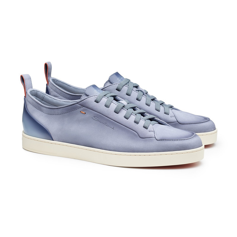 Men's light blue nubuck Santoni Off-duty sneaker - 1