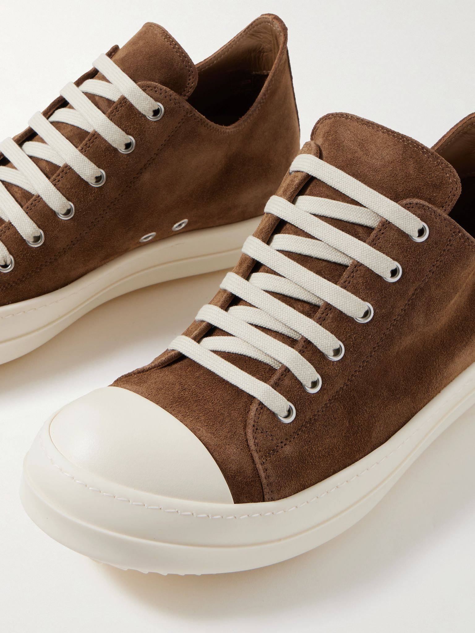 Ramones Rubber-Trimmed Leather Sneakers Brown - 5