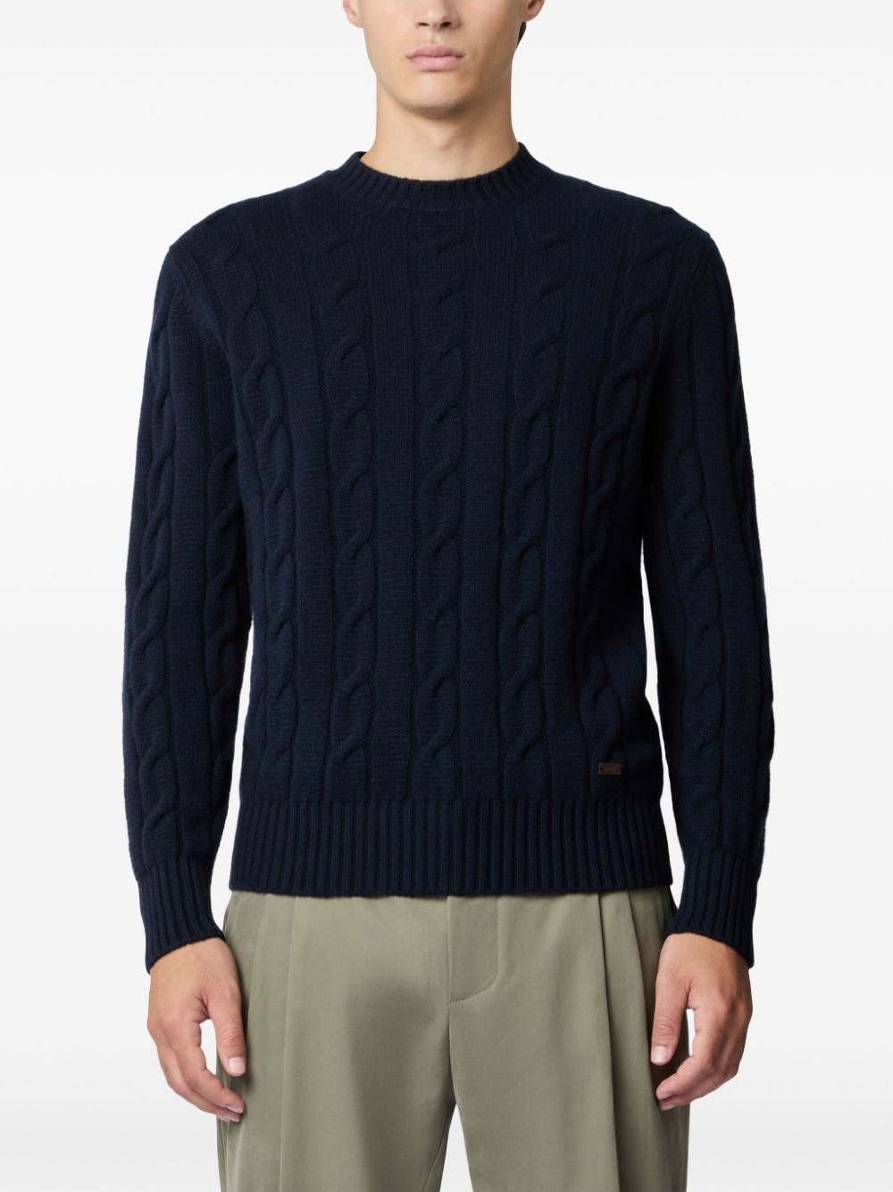 cable-knit crew-neck sweater - 2
