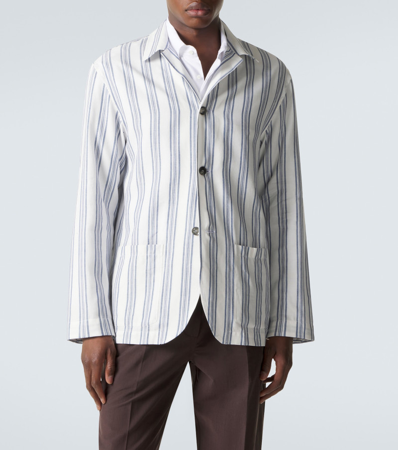 Brioni Striped cotton and linen blazer outlook