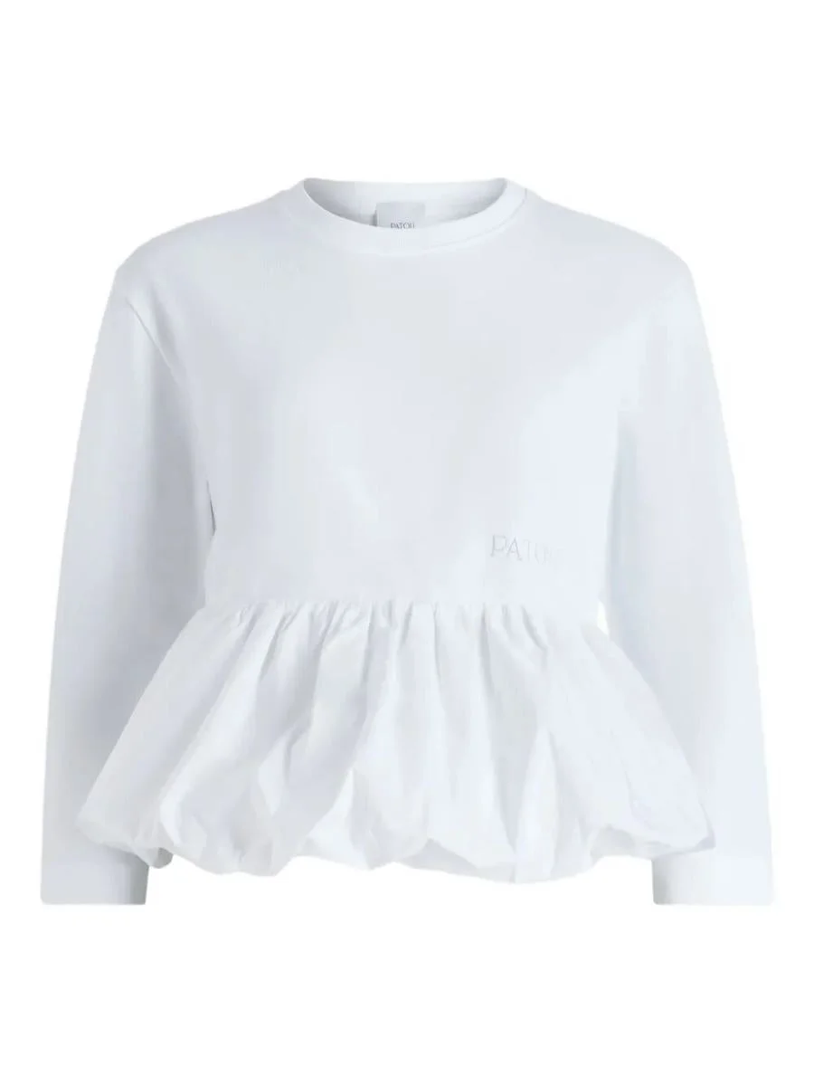 Patou Ruffle Hem T-Shirt In Organic Cotton And Faille Clothing - 1
