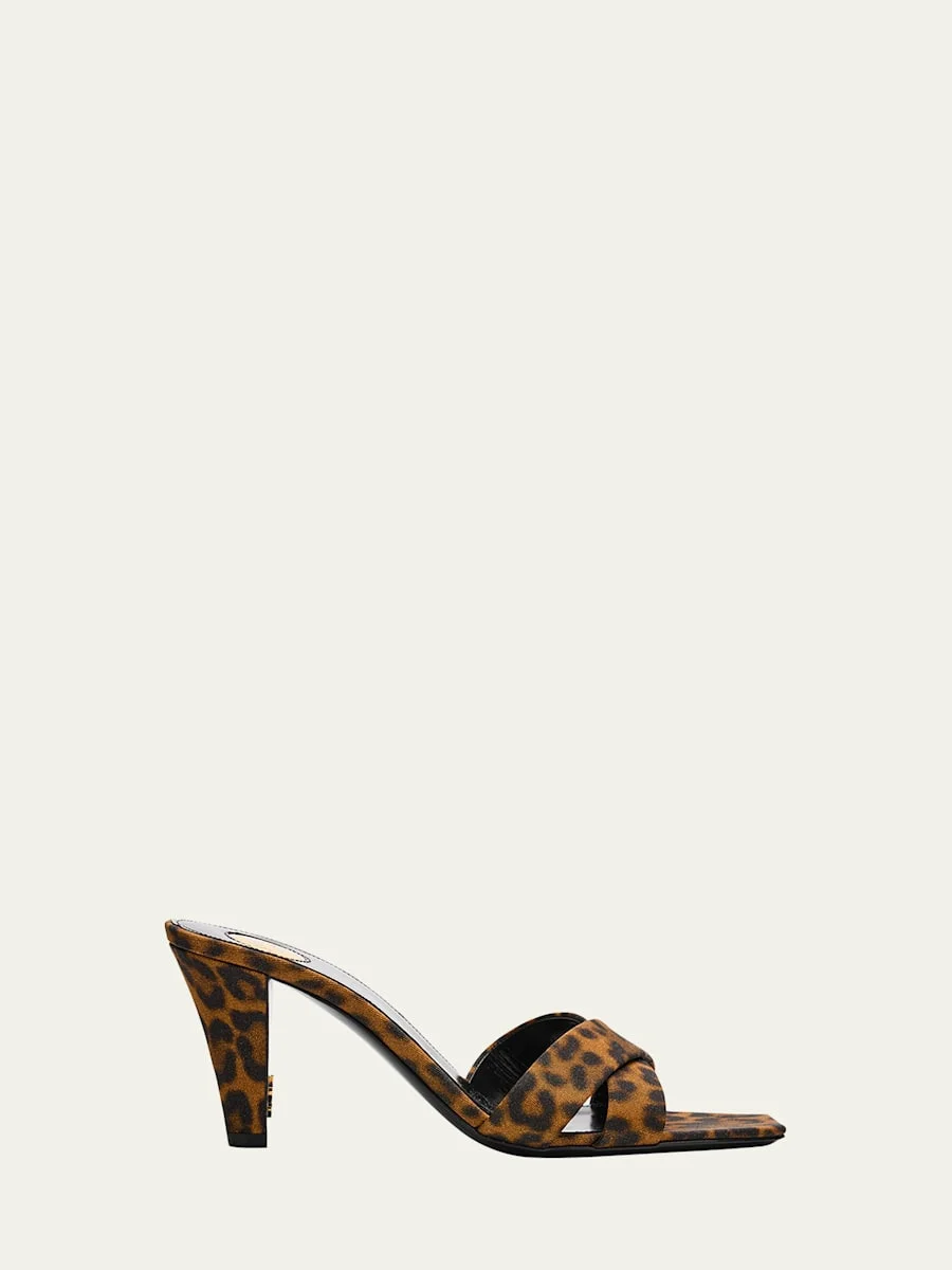 Jill Leopard Crisscross Mule Sandals - 1