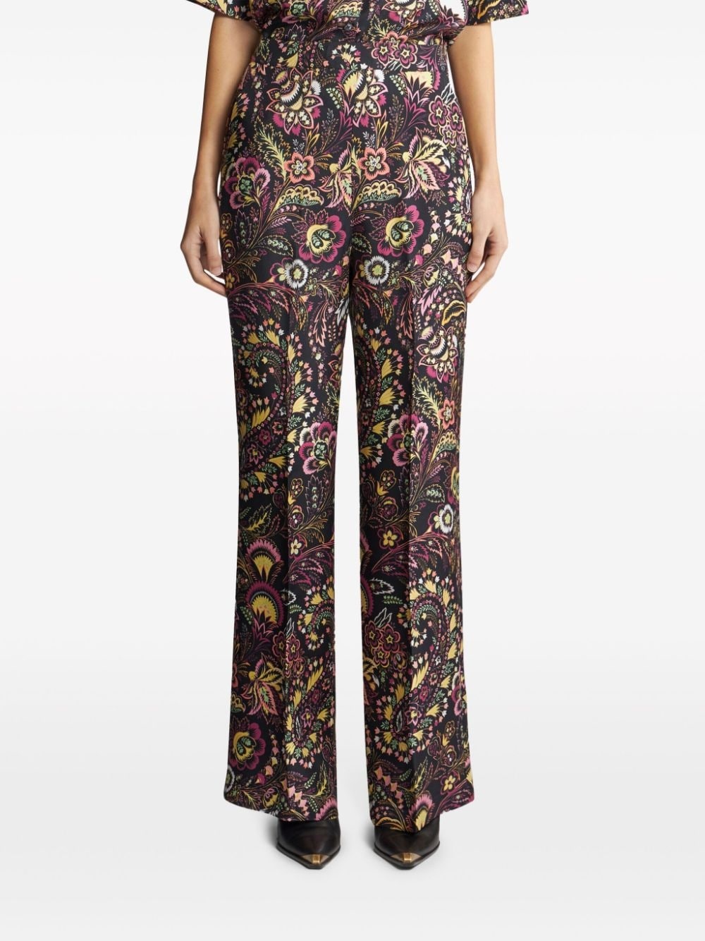 twill-print straight-legged trousers - 3