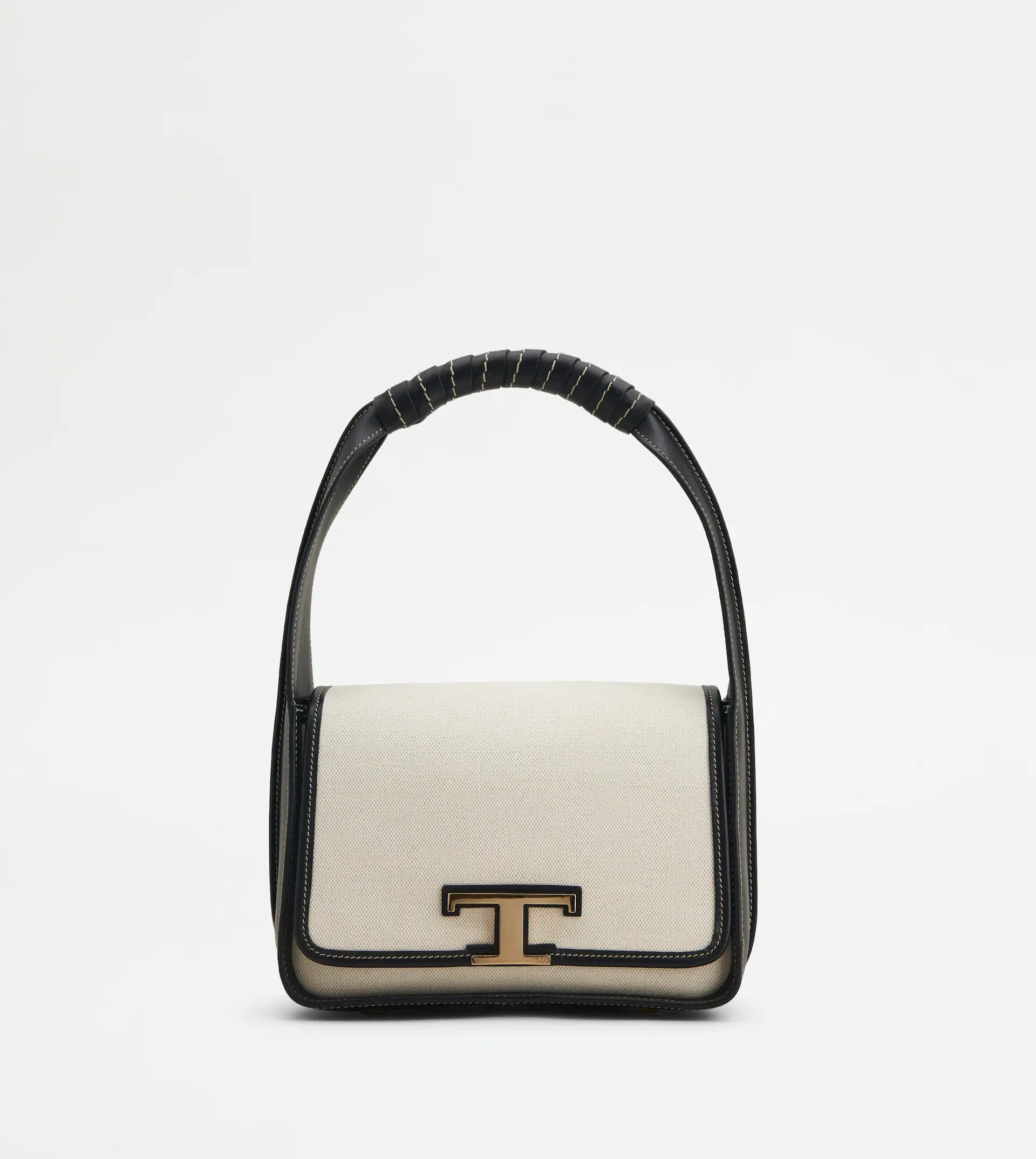 TIMELESS BAG IN LEATHER AND CANVAS MINI - WHITE, BLACK - 1