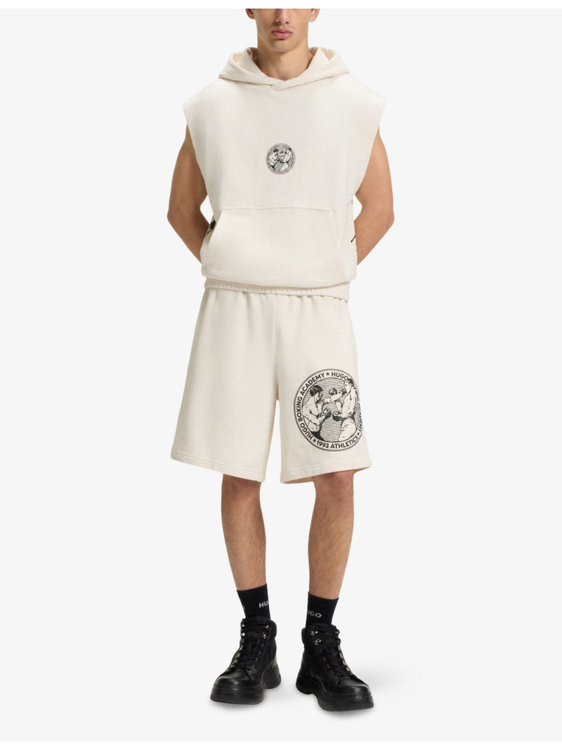 HUGO Graphic-Print Elasticated-Waist Cotton Shorts outlook