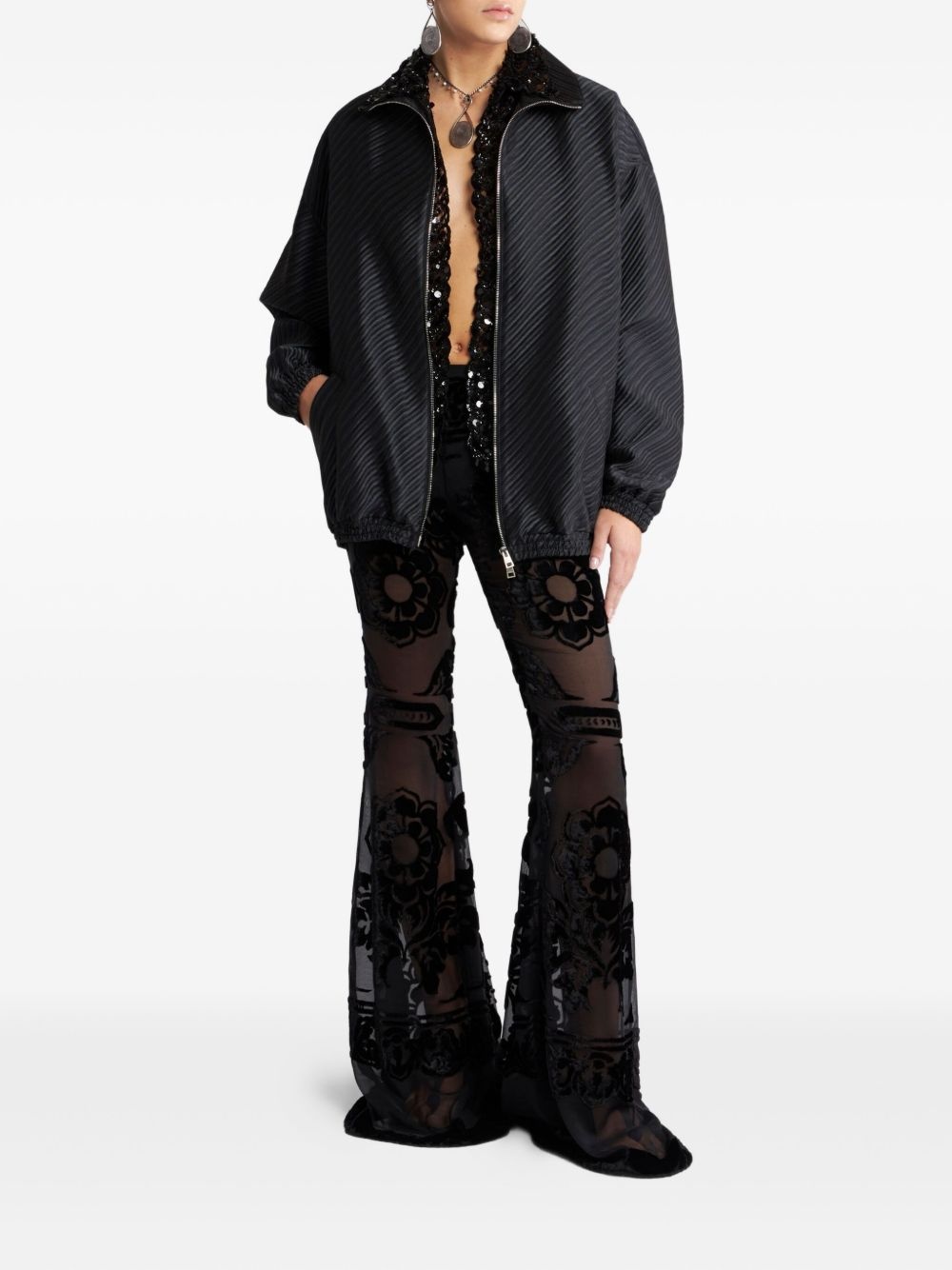striped-jacquard bomber jacket - 2