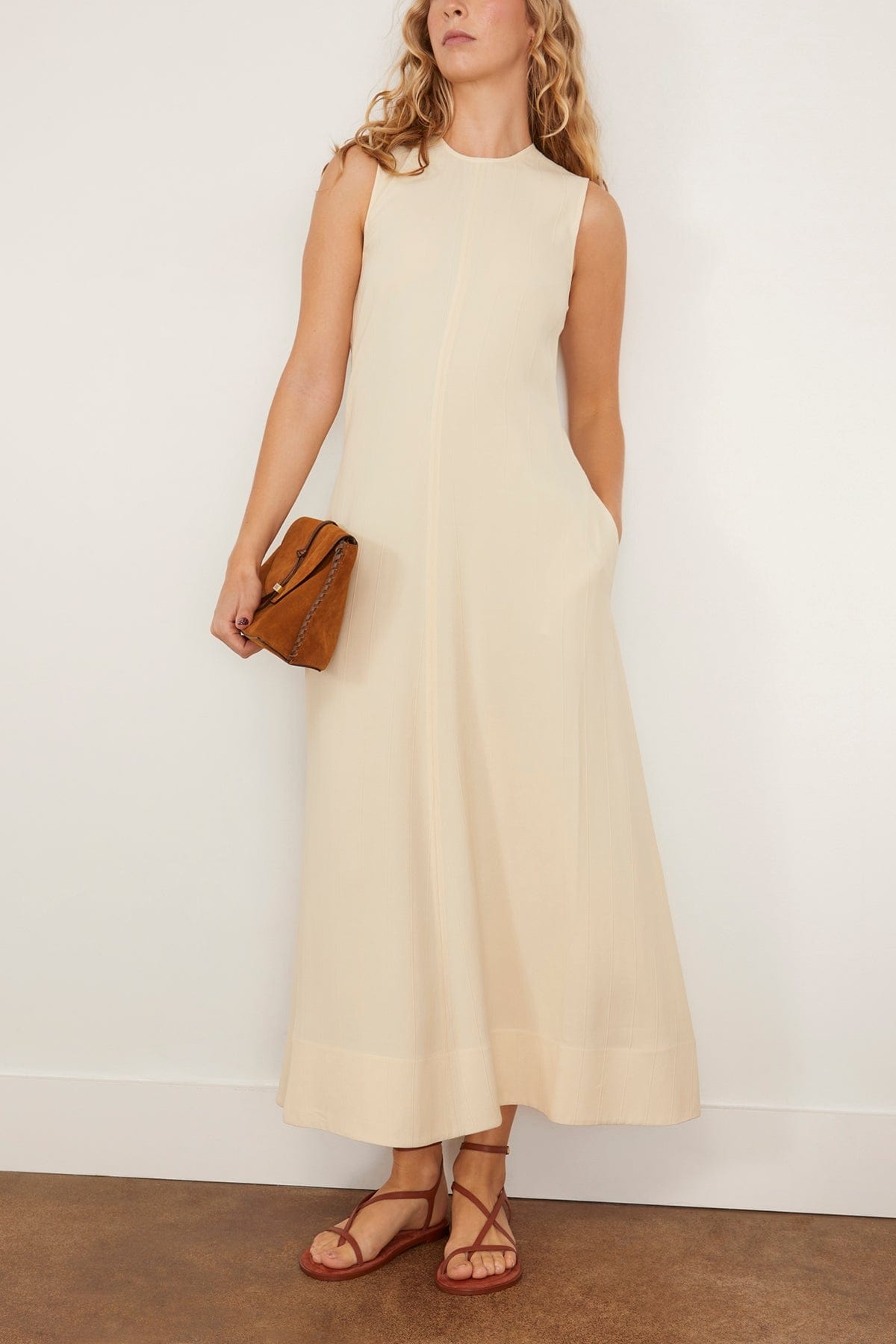 Woven Stripe Dress in Ecru - 2