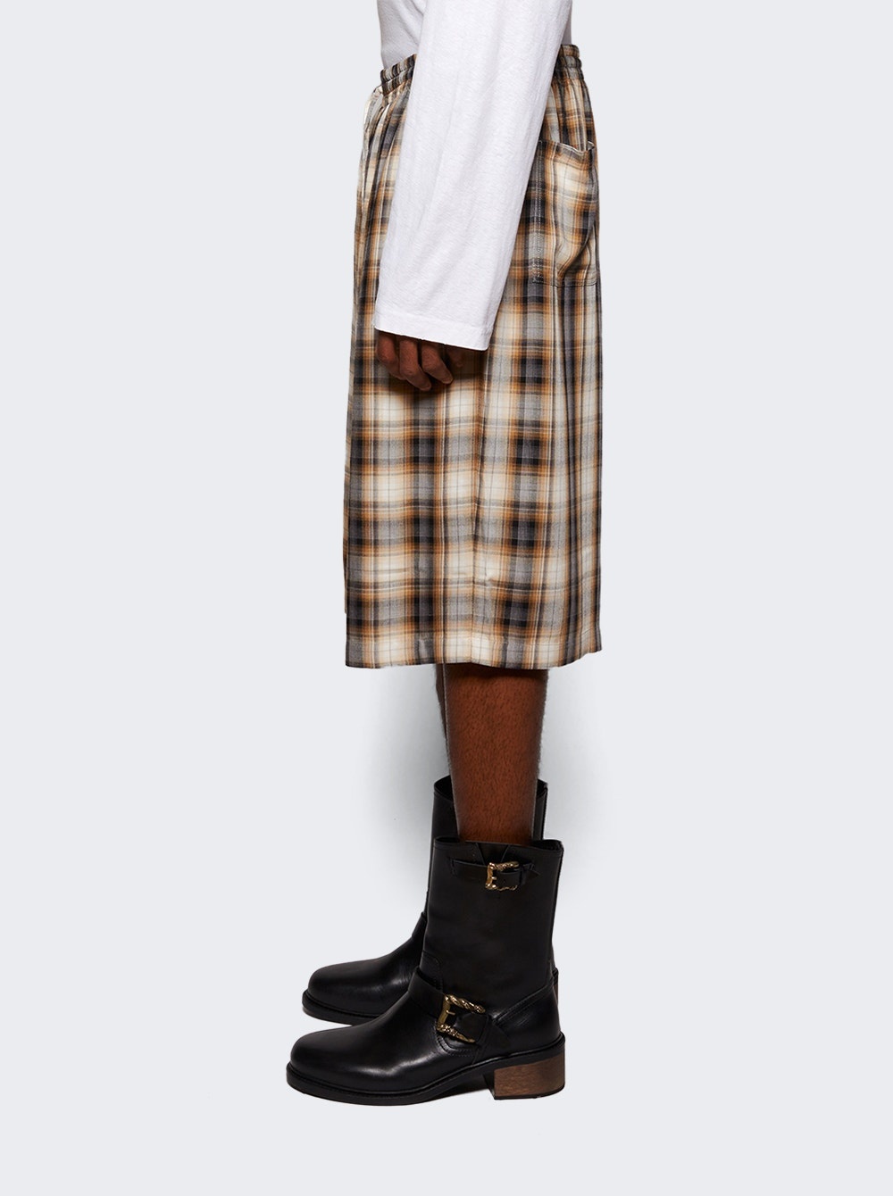 Check Shorts Beige And Black - 3