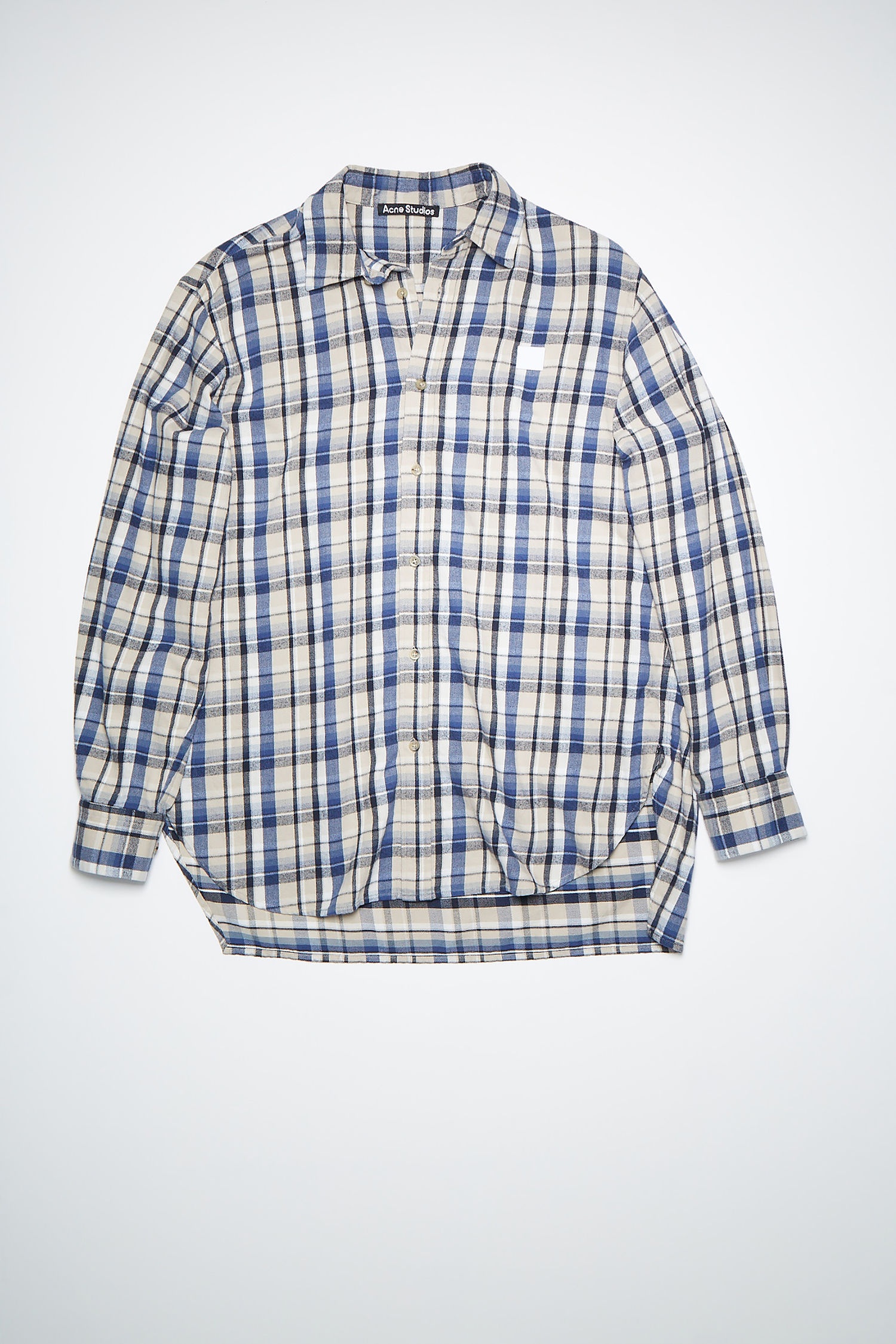 Flannel shirt - Oat beige/blue - 1