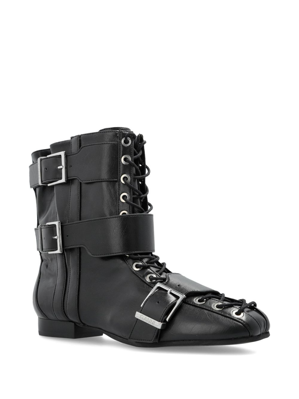 buckled lace-up combat boots - 2