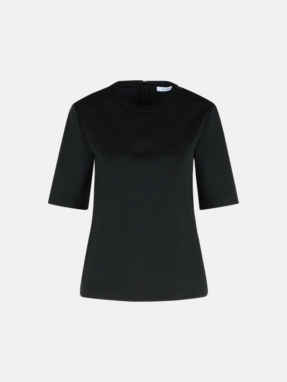 'PETER' BLACK WOOL T-SHIRT - 1