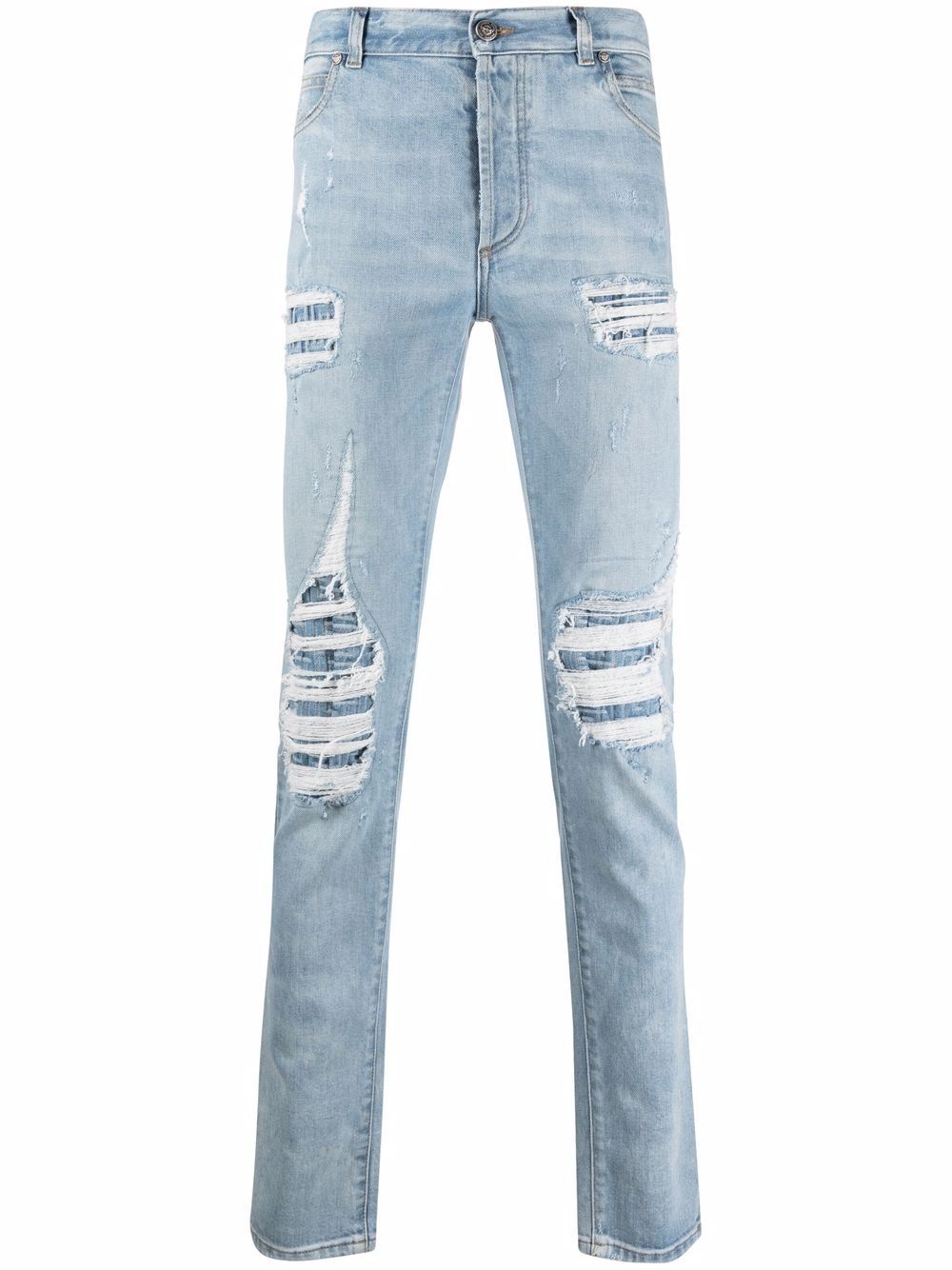 distressed straight-leg jeans - 1