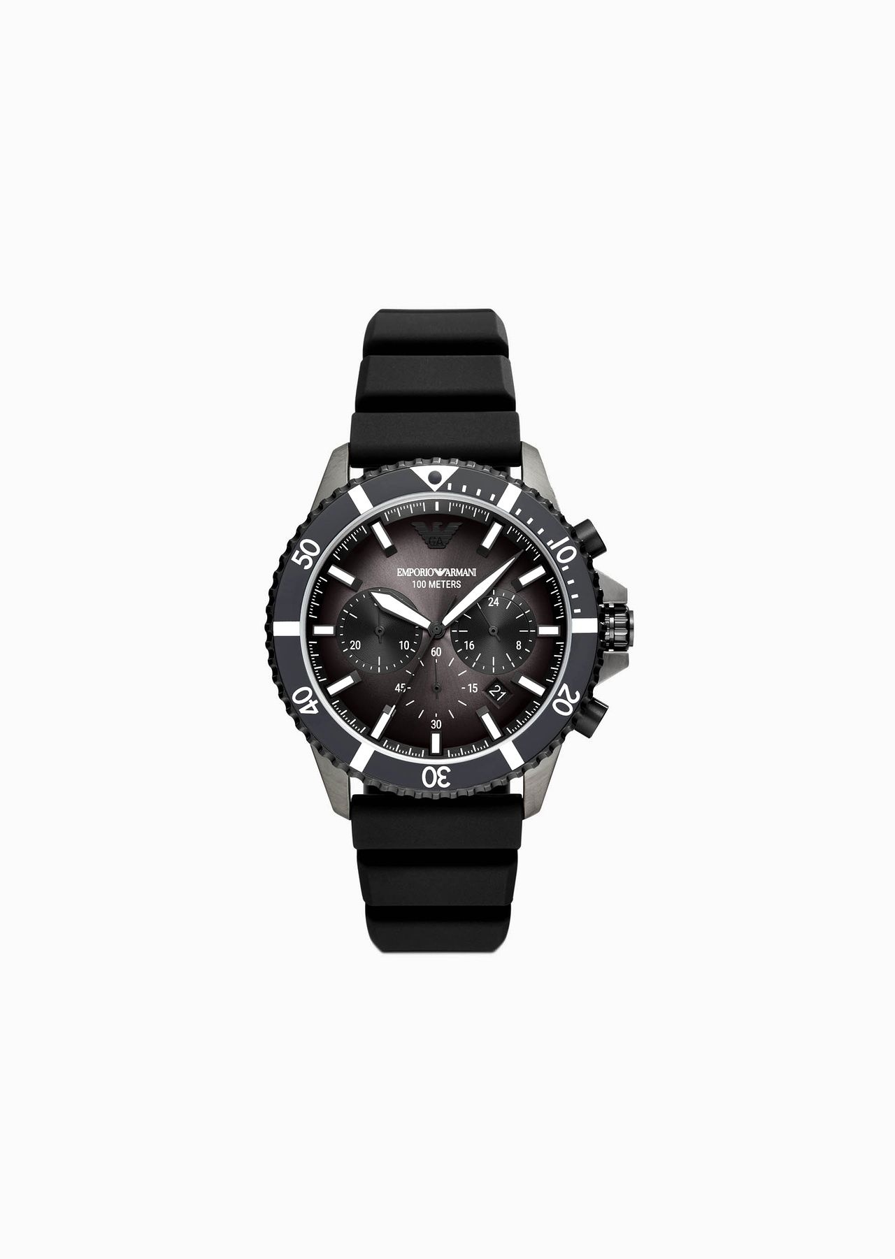 Chronograph Black Silicone Watch - 1