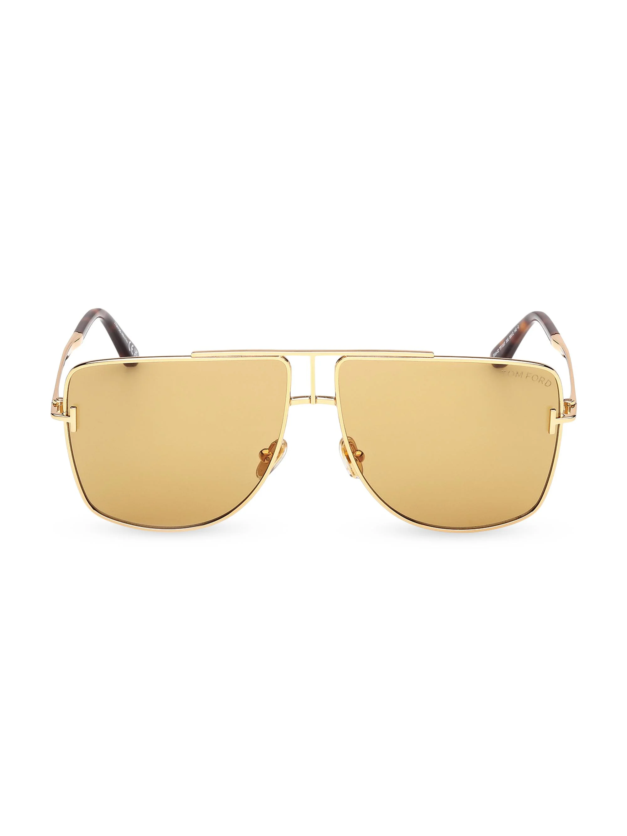 Men's Eliott-02 59MM Geometric Aviator Sunglasses - Yellow Gold - 1