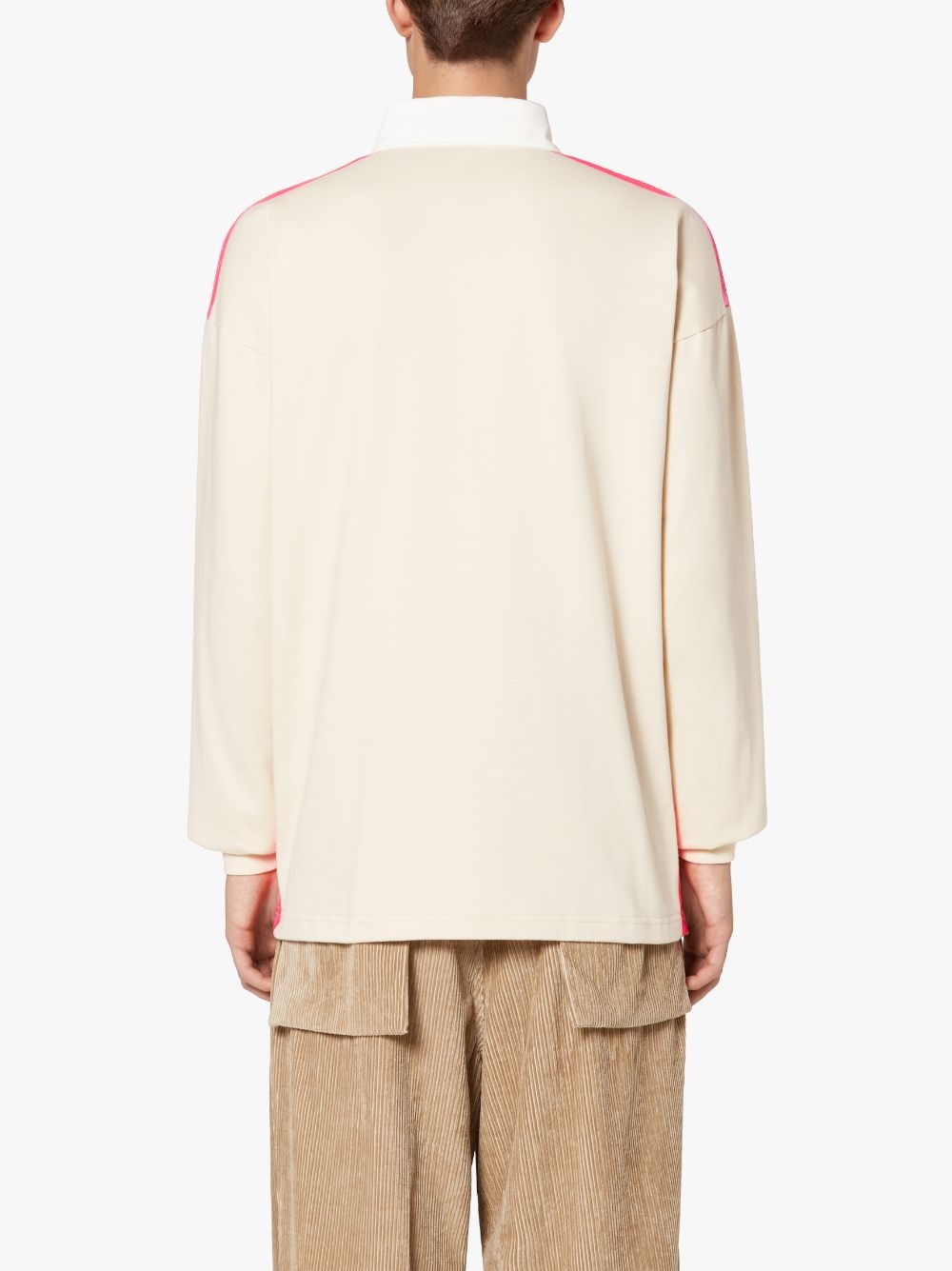 BONE WHITE X PINK COTTON RUGBY SHIRT | GJM-201 - 4