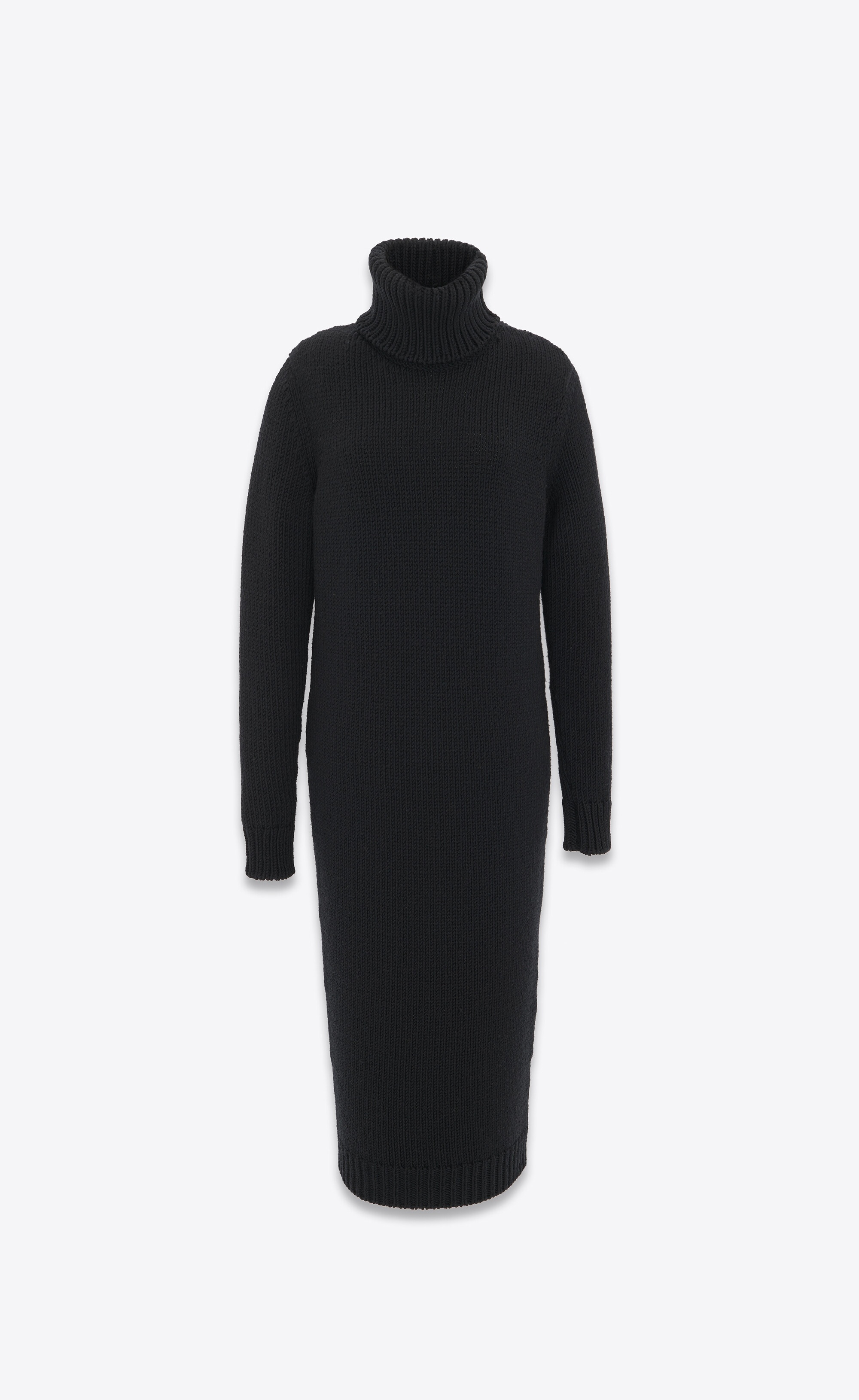 long turtleneck dress in wool - 1