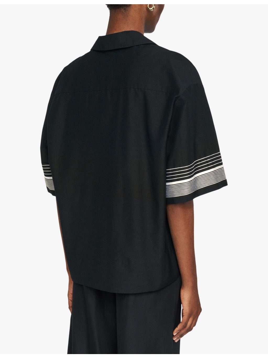Leopold Embroidered-Stripe Short-Sleeve Cotton And Silk-Blend Blouse - 4