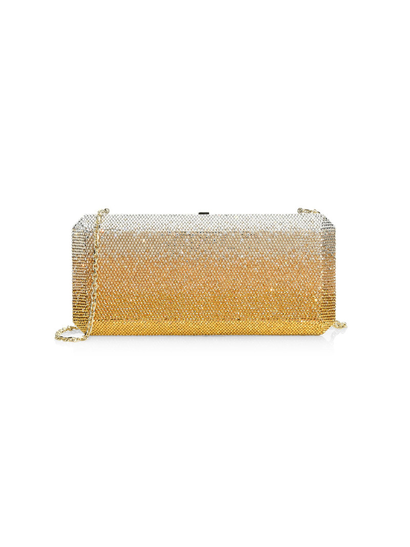 Women's Slim Rectangle Crystal Clutch - Gold 1