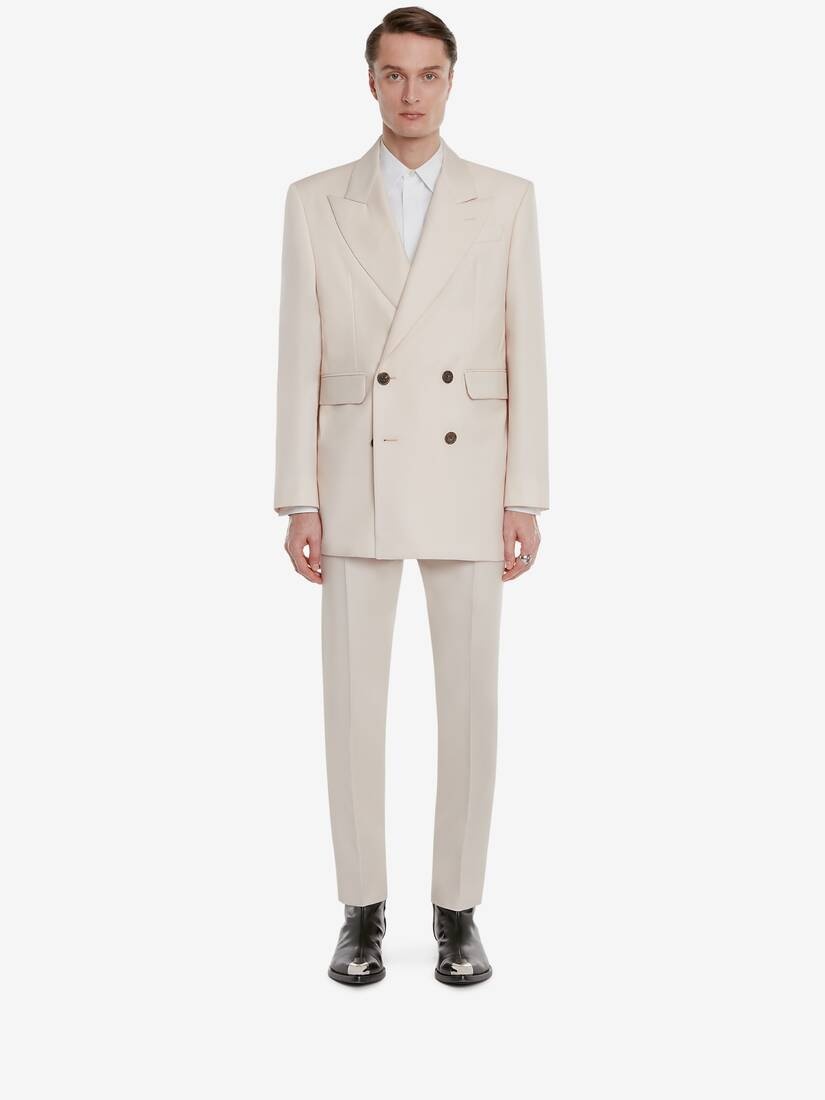 Men's Wool Mohair Double-breasted Jacket in Courtney Pink - 2