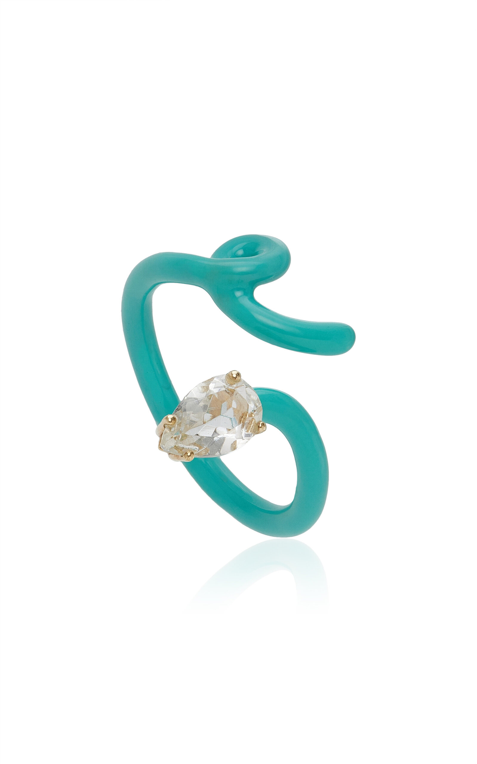 Enameled 9K Yellow Gold Crystal Ring green - 4