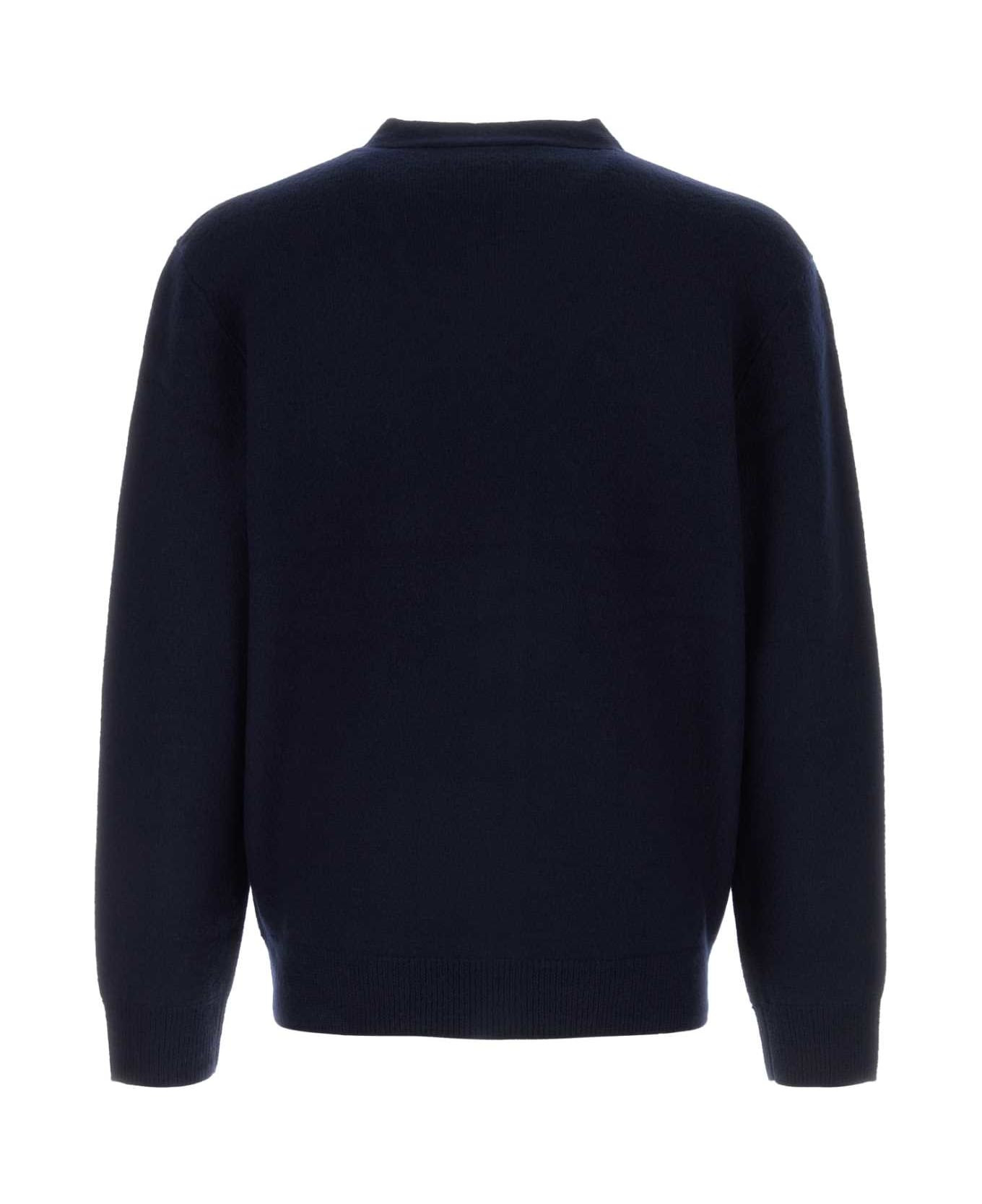 Navy Blue Wool Cardigan - 2