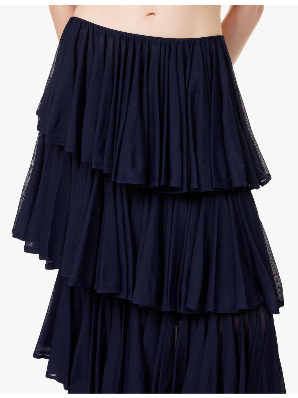 Ruffled High-Waist Knitted Maxi Skirt - 5