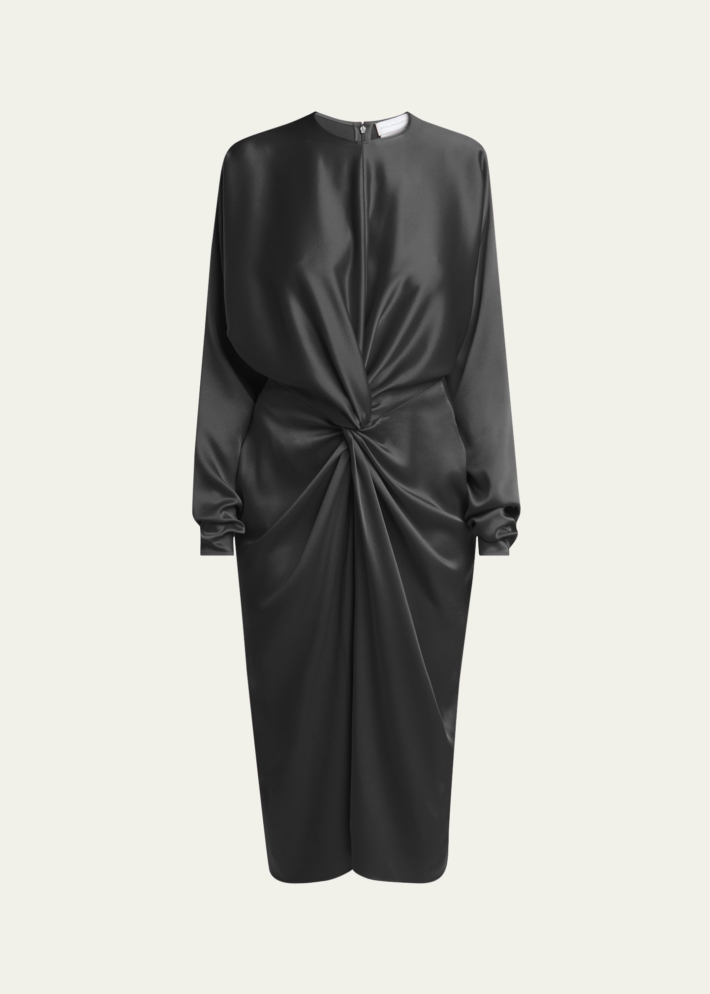 Twist-Front Satin Dress - 1