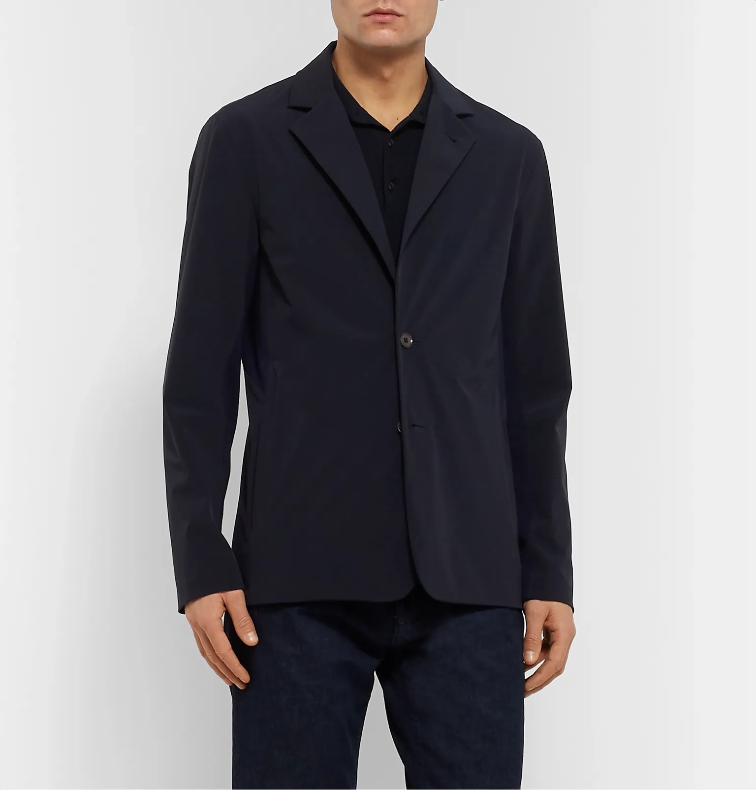 Jersey-Trimmed Storm System Shell Blazer - 4