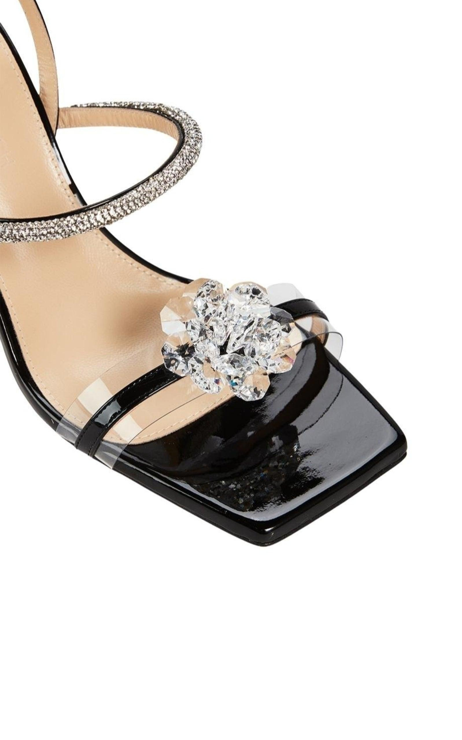 Crystal-Embellished Patent Leather Slingback Sandals - 5