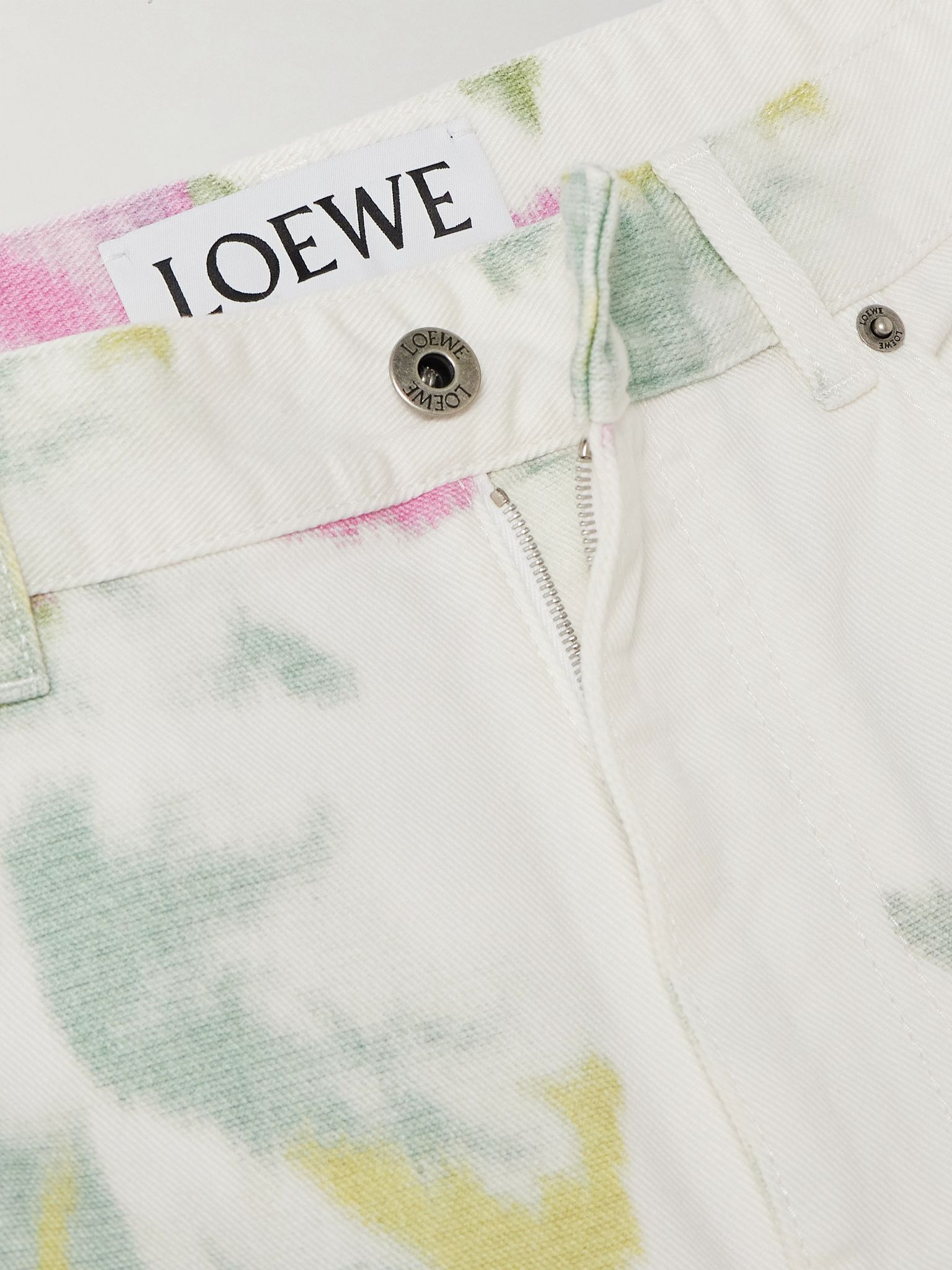 Floral-print high-rise straight-leg jeans White - 5
