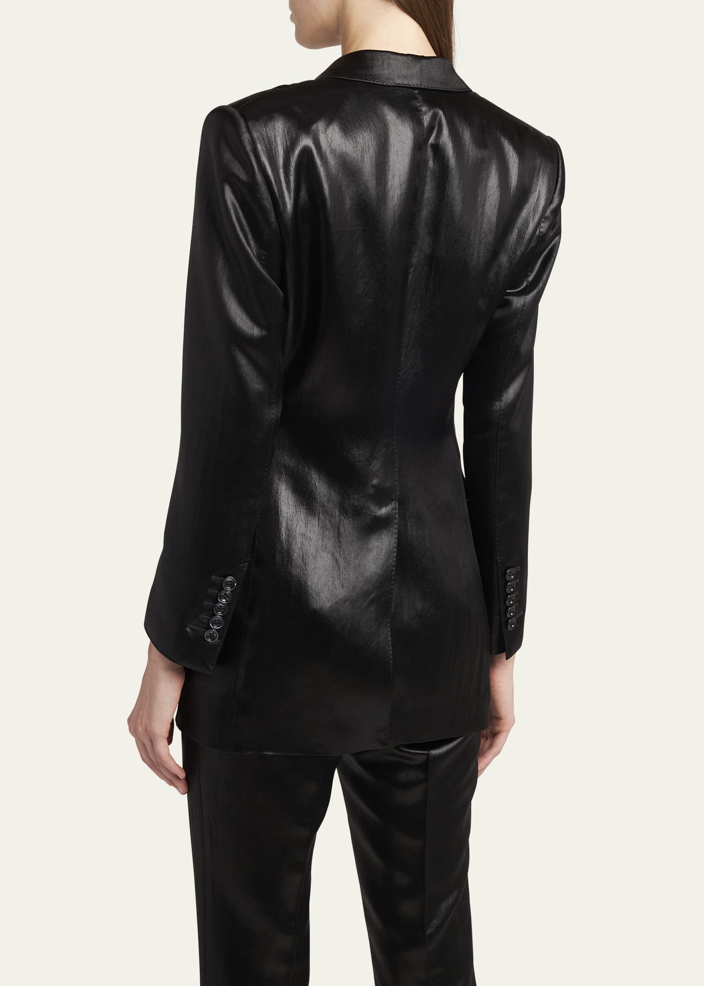 Liquid Satin Single-Breasted Blazer Jacket - 3