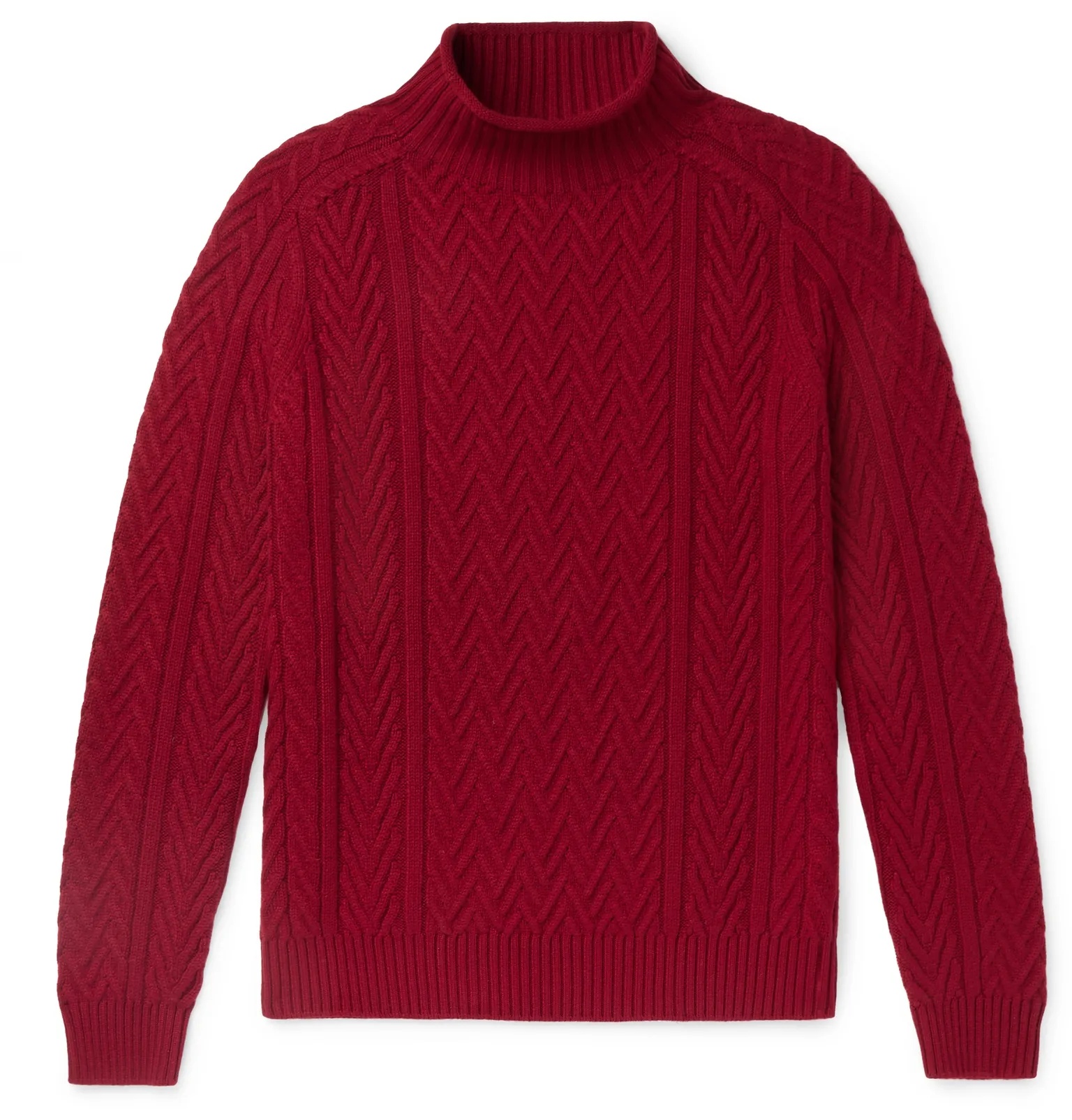 Slim-Fit Cable-Knit Baby Cashmere Mock-Neck Sweater - 1