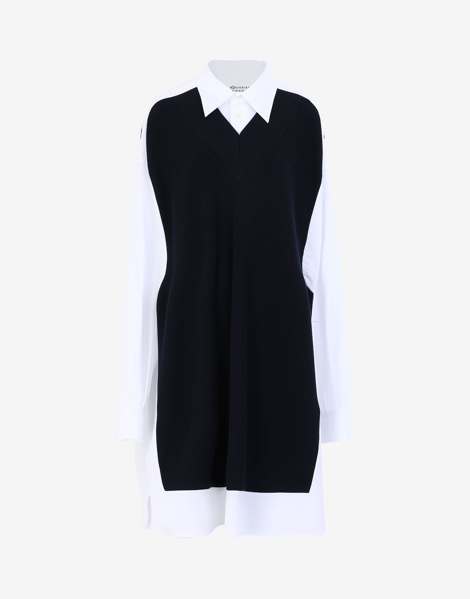 Spliced knit shirt dress - 1