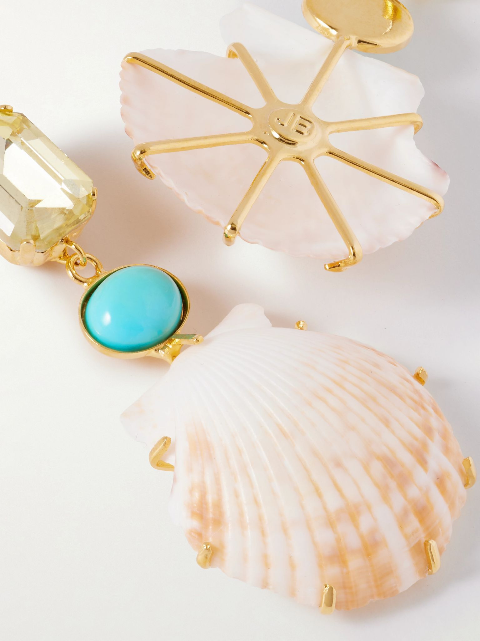 Riviera gold-plated, turquoise, shell and crystal earrings Multi - 3