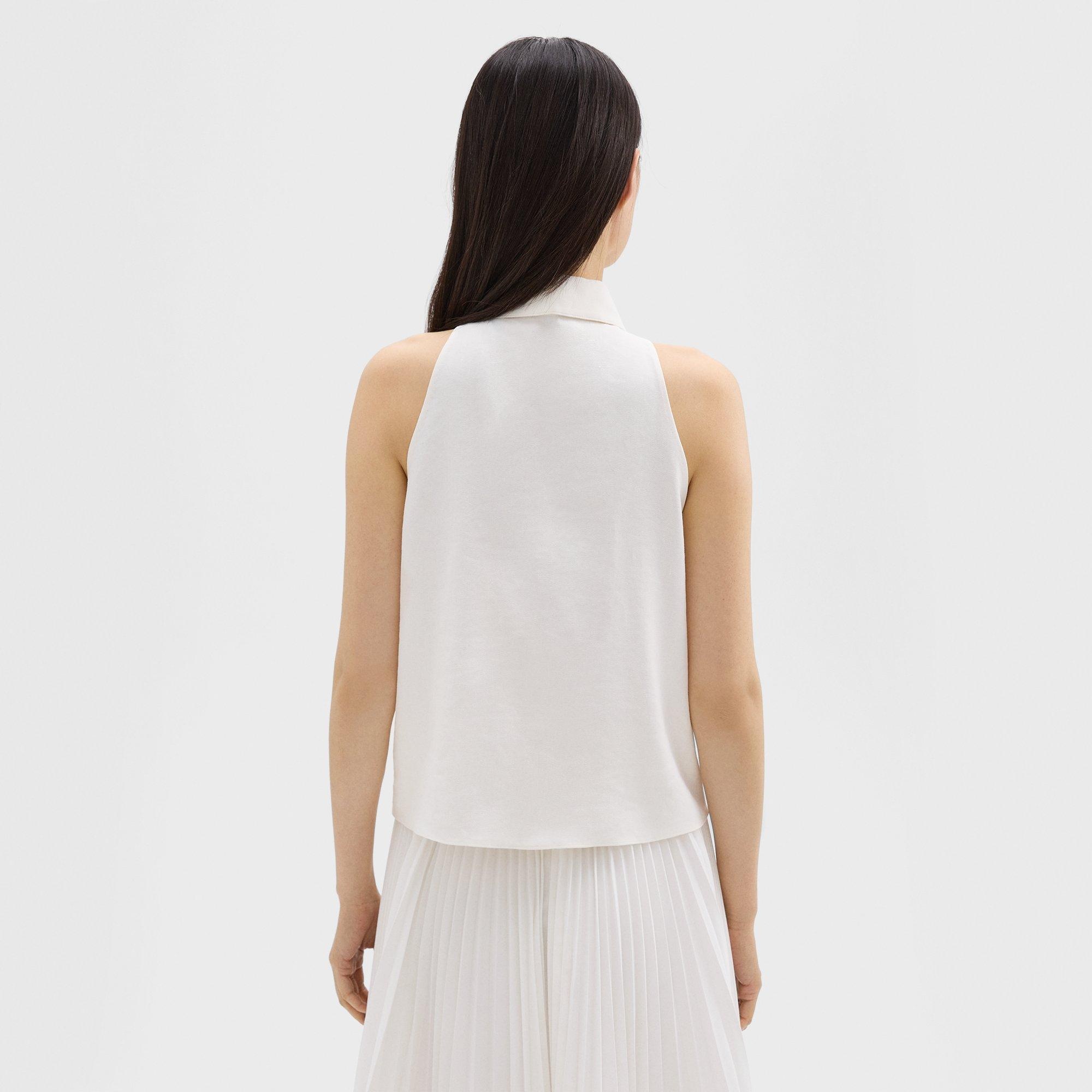 Halter Neck Shirt in Linen-Viscose - 4