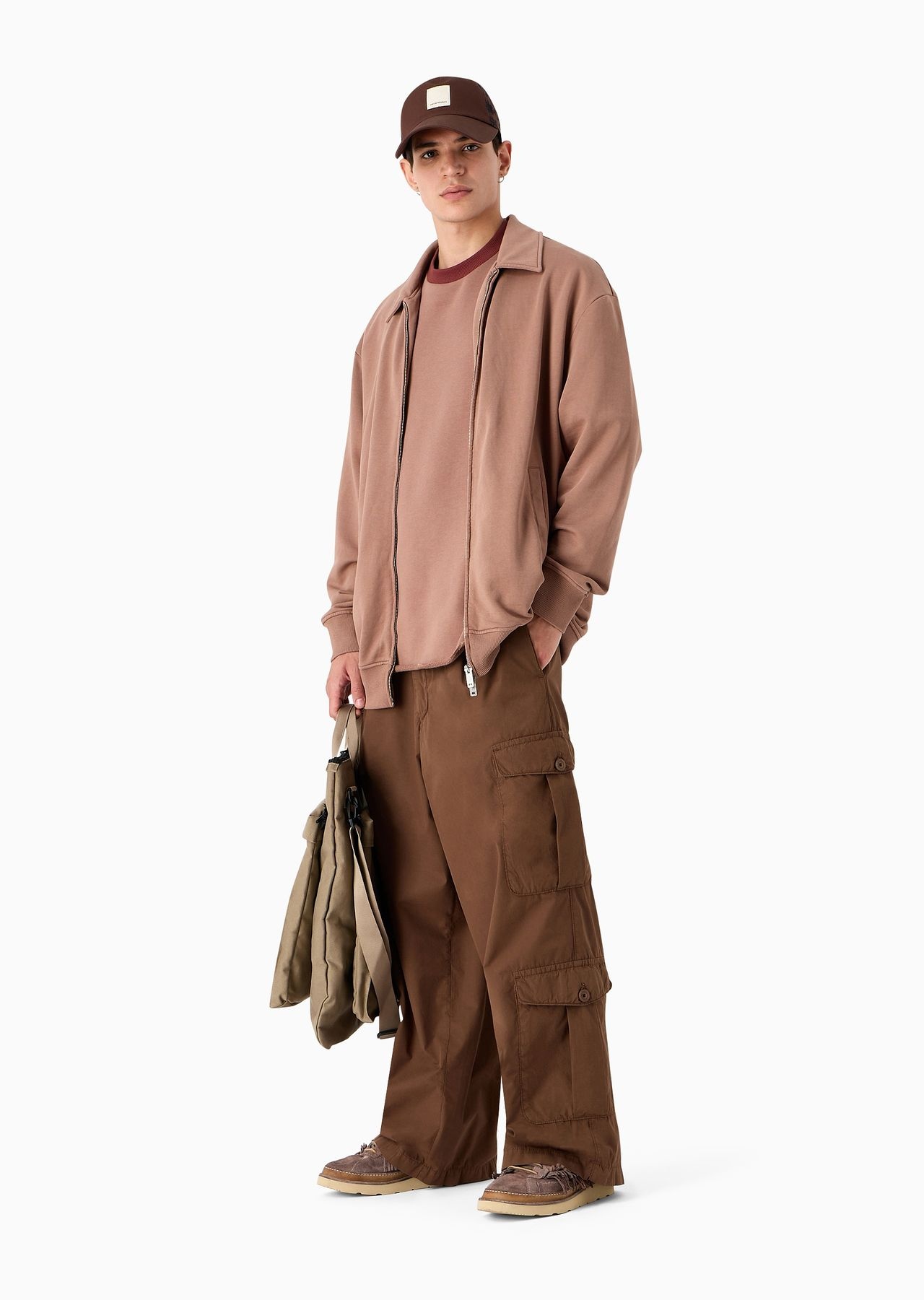Emporio Armani Sustainability Values Capsule Collection garment-dyed organic poplin cargo trousers - 4