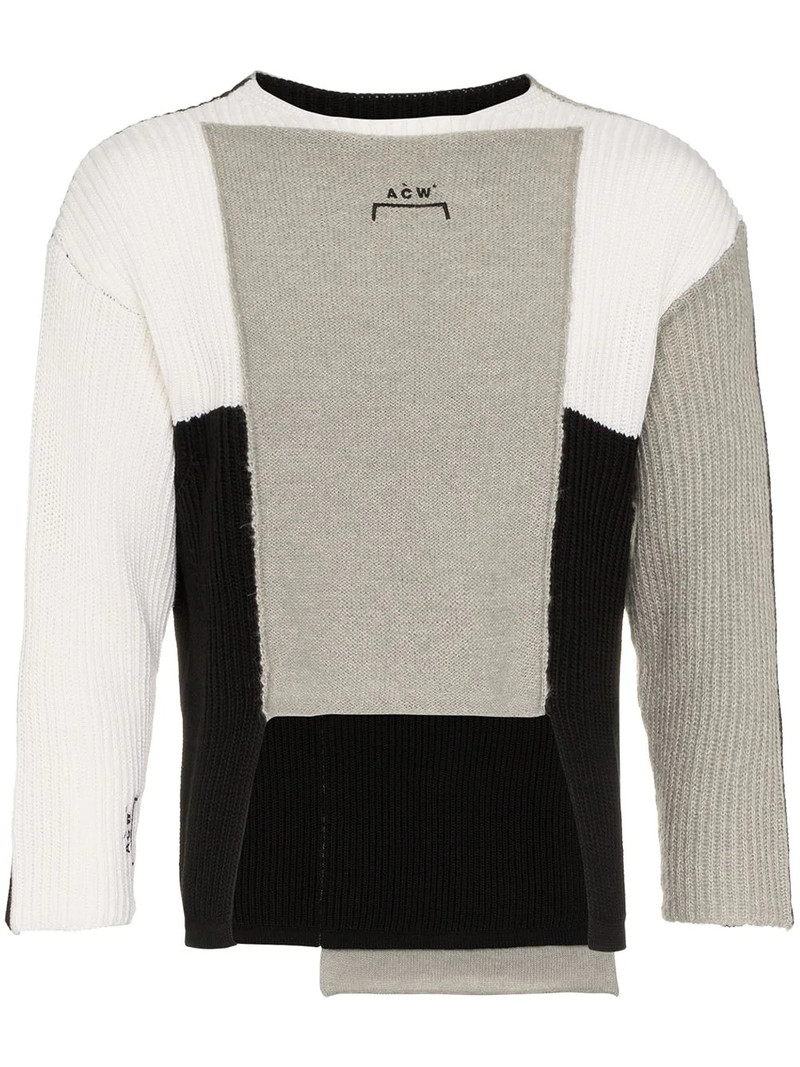 panelled asymmetric merino blend jumper 1