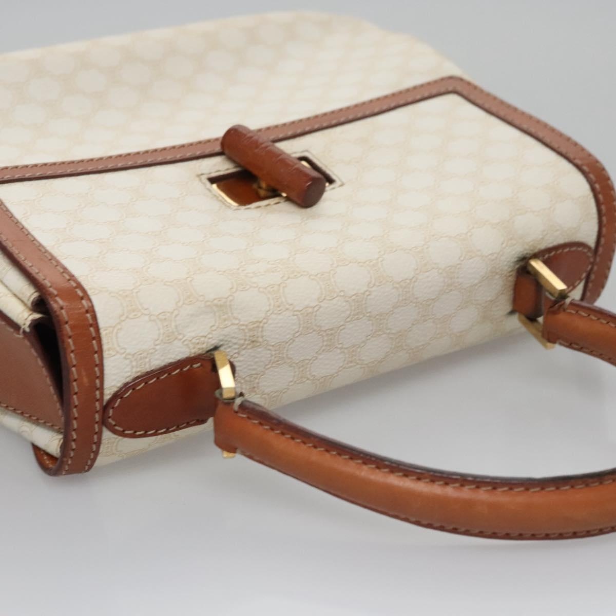 CELINE Macadam Canvas Hand Bag Pvc Leather White - 6