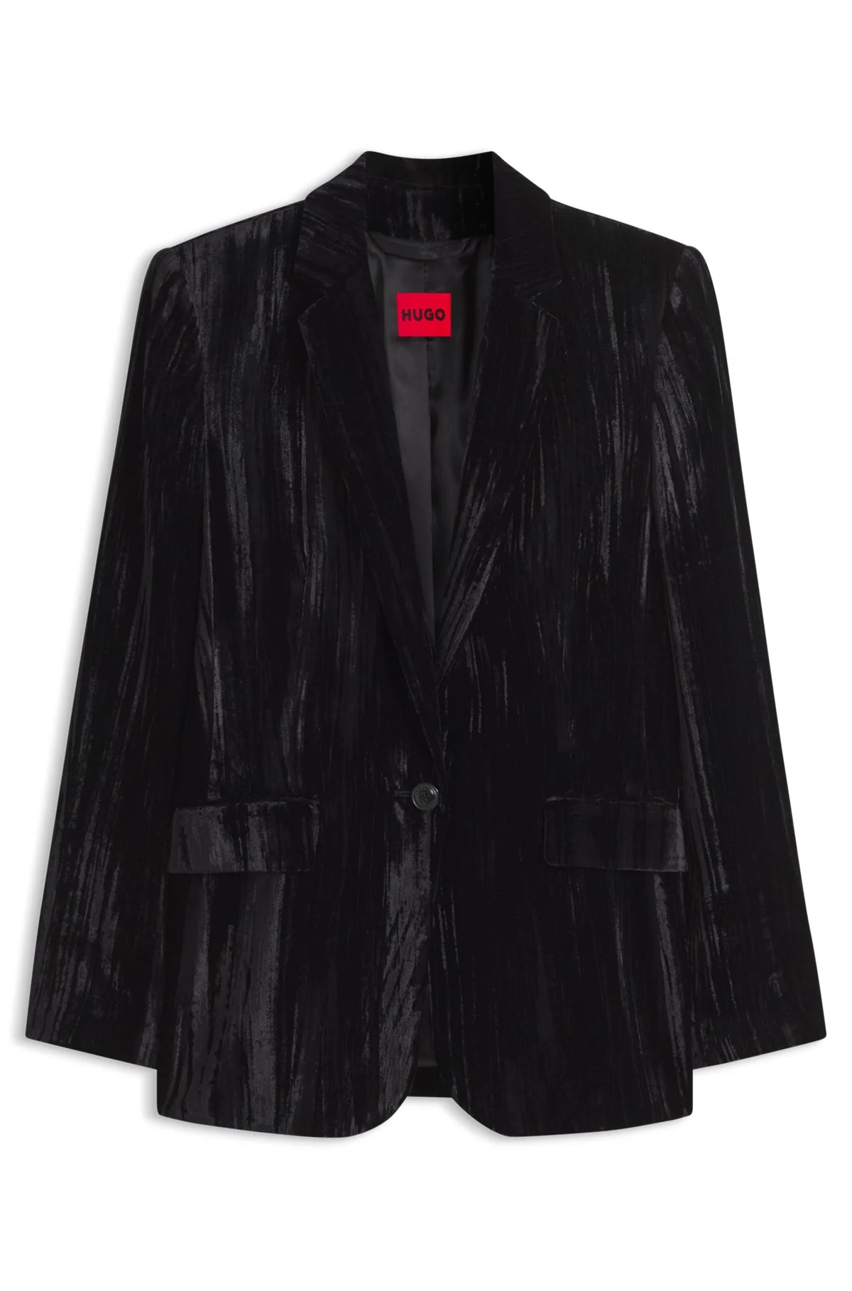 SINGLE-BUTTON VELVET BLAZER IN A REGULAR FIT - 1