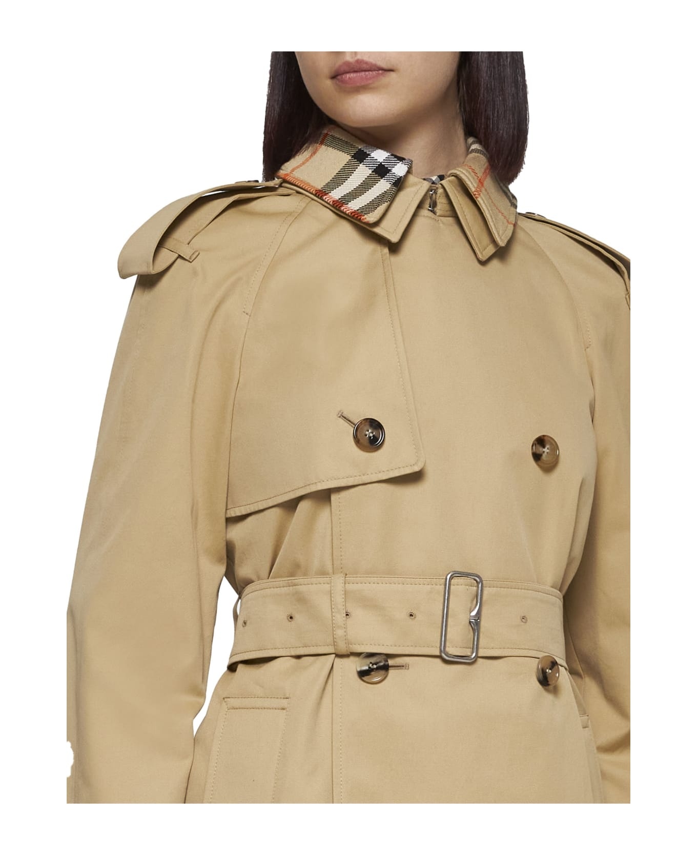 Raincoat With Check Collar - 5