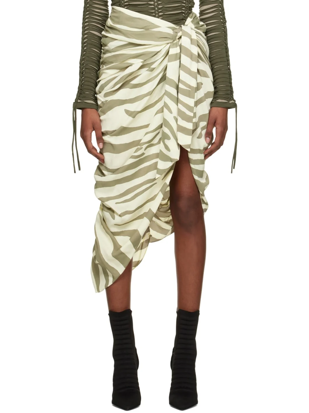 Balmain Zebra Printed Knotted Pareo Skirt - 1