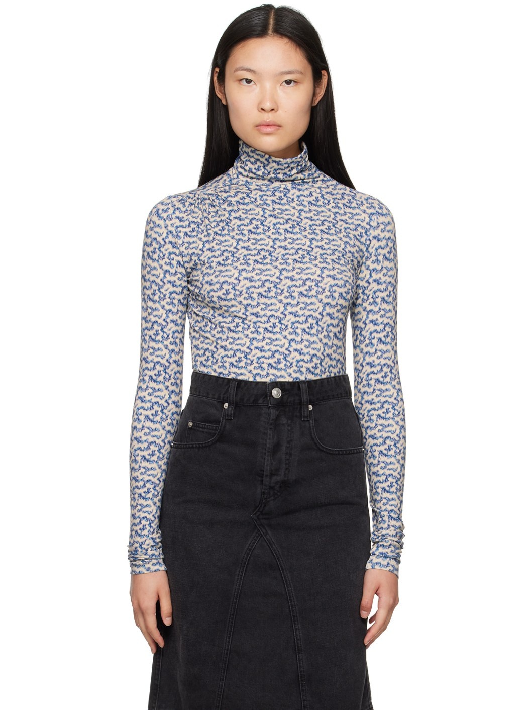 Off-White & Blue Lou Turtleneck - 1