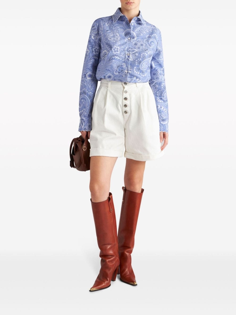 high-waist cotton bermuda shorts - 2