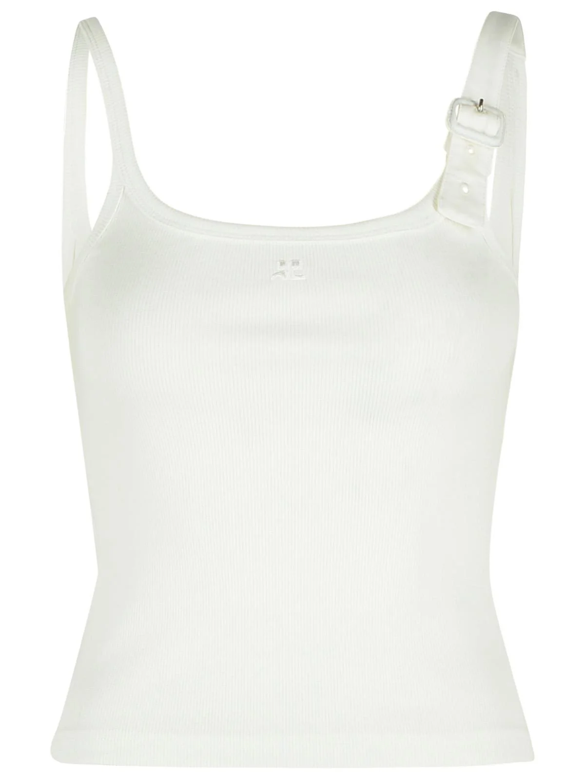 Courreges 'Buckle 90'S' White Cotton Tank Top Women - 1