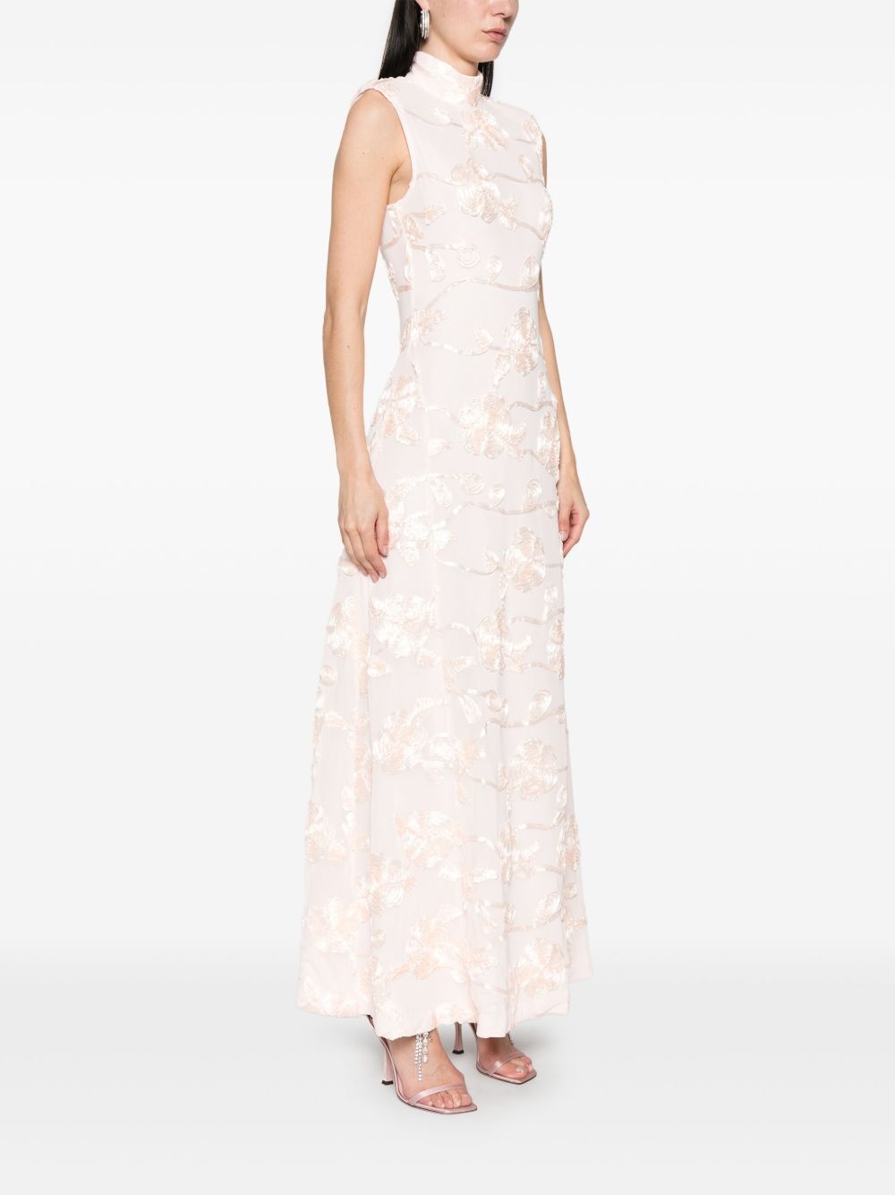 floral-mesh maxi dress - 3