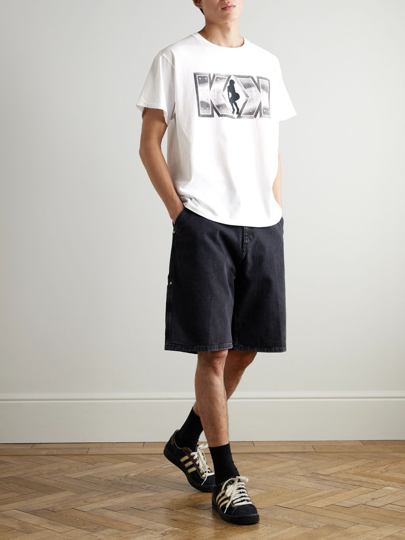 GALLERY DEPT. Funky Ass Records Glittered Printed Cotton-Jersey T-Shirt White outlook
