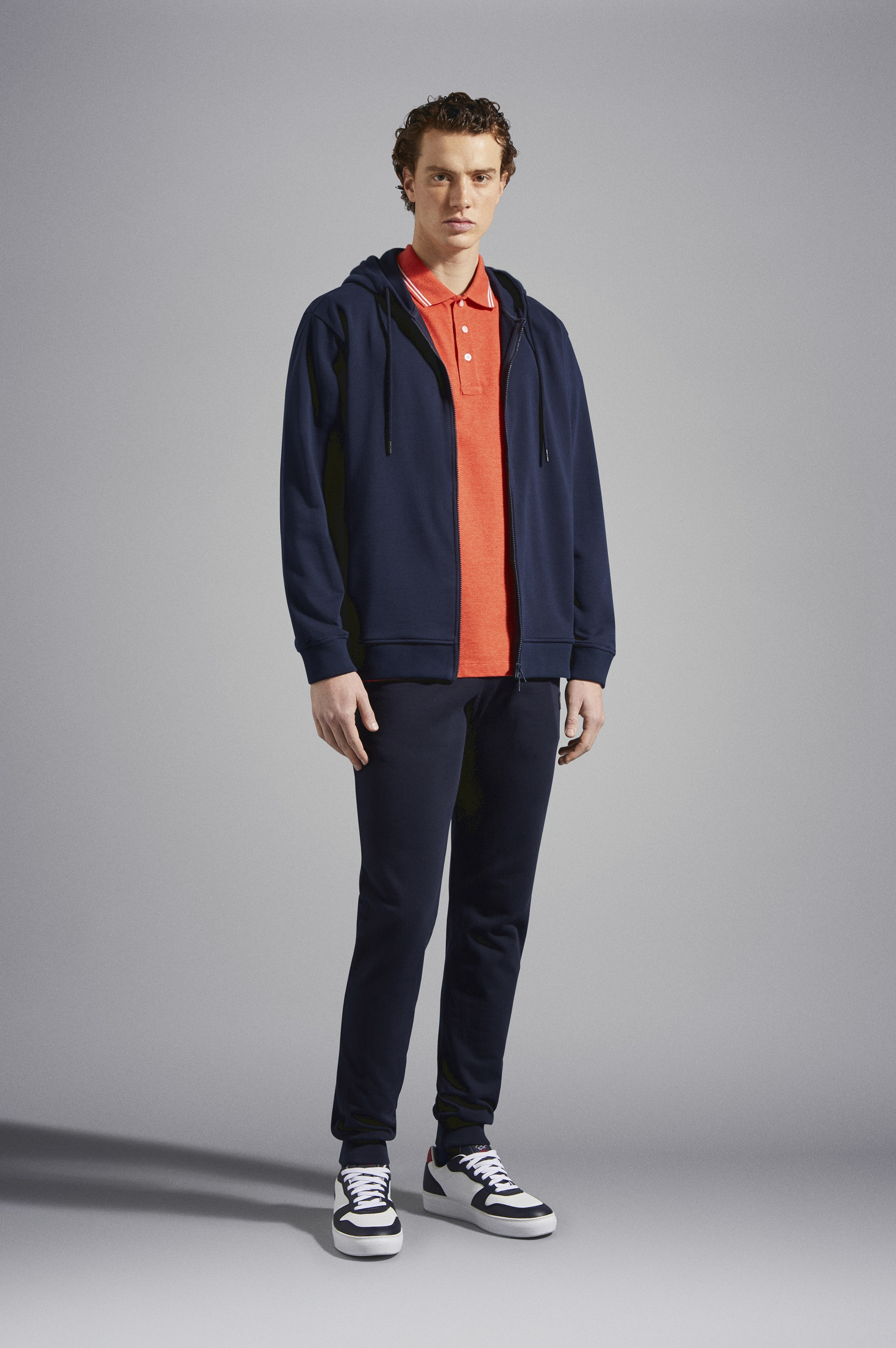 COTTON FULL ZIP SWEATSHIRT WITH ICONIC BADGE - 2