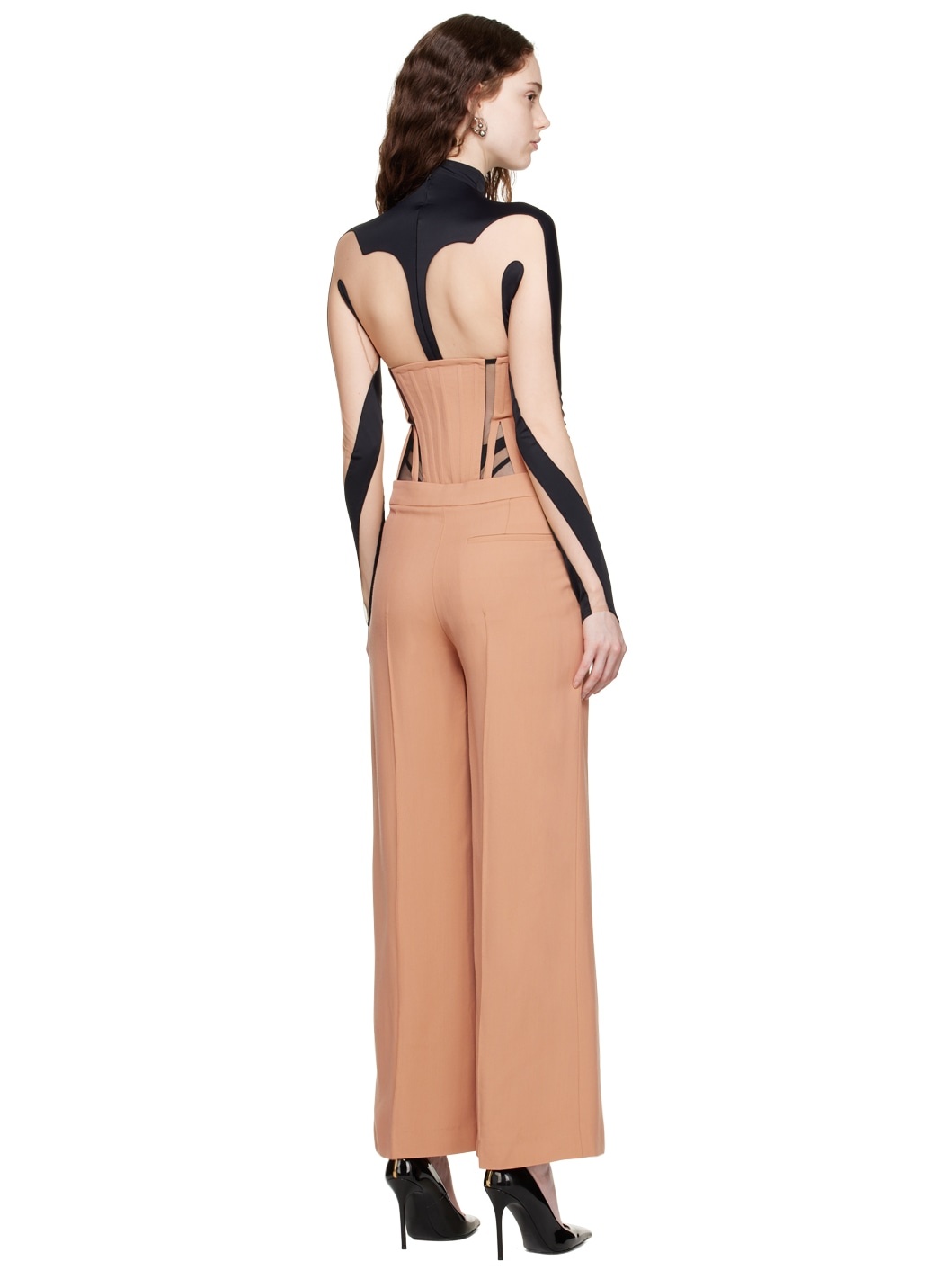 Tan Tailored Trousers & Corset Set - 3
