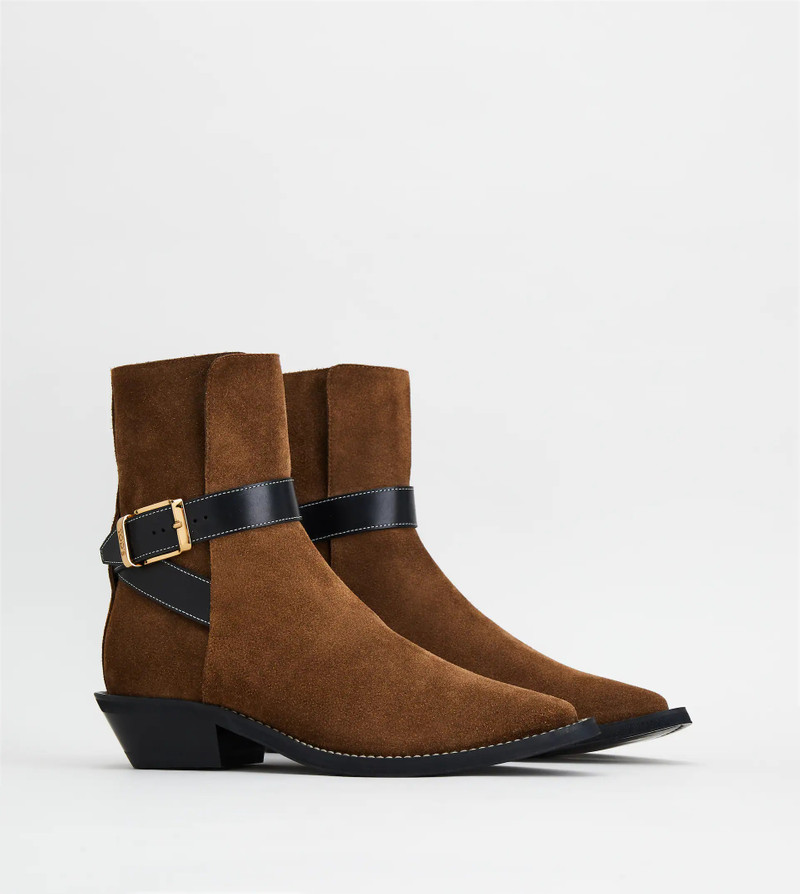 Tod's ANKLE BOOTS IN SUEDE - BROWN outlook