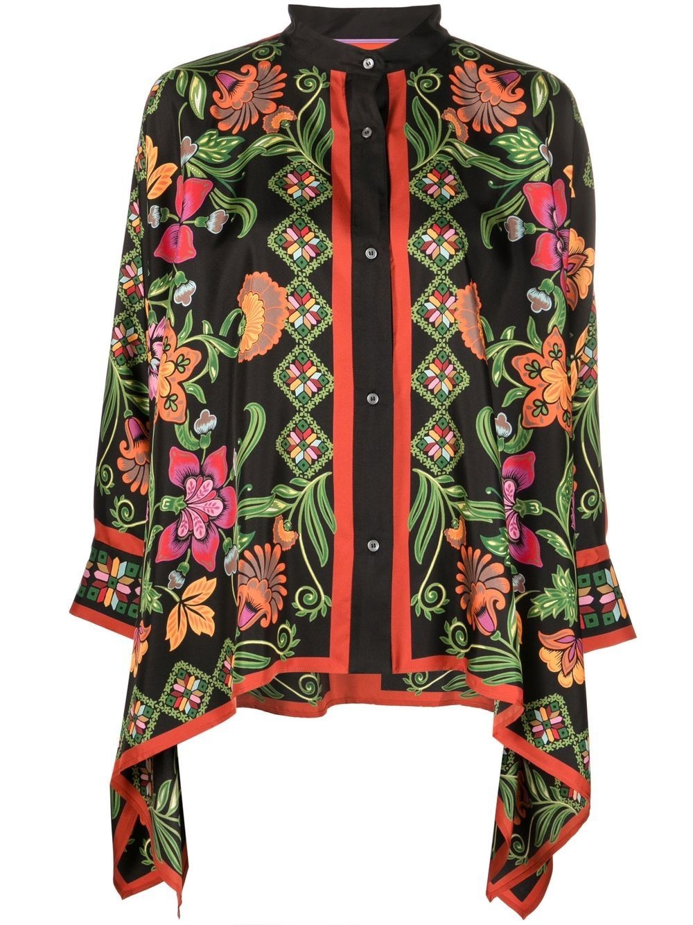 Foulard floral-print asymmetric shirt - 1